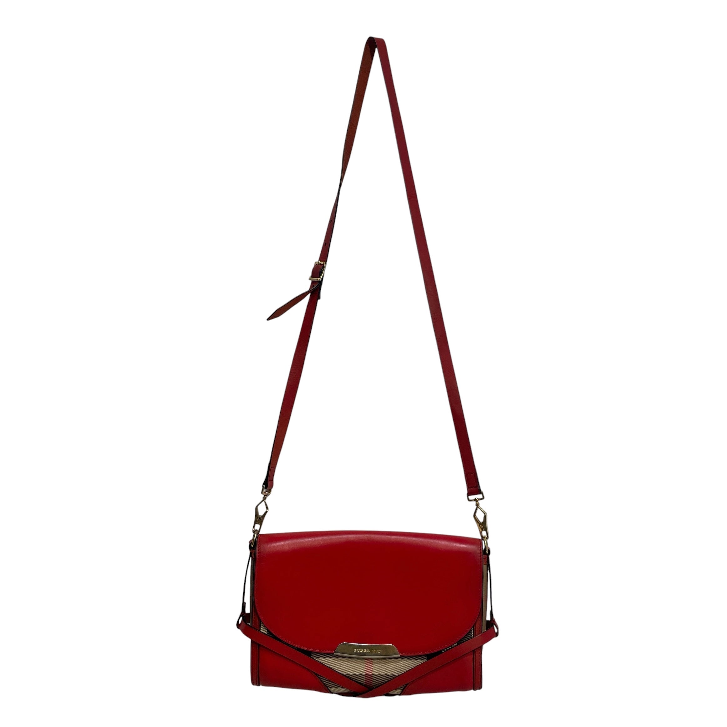 BURBERRY/Cross Body Bag/Leather/RED/Abbott House Check view 1