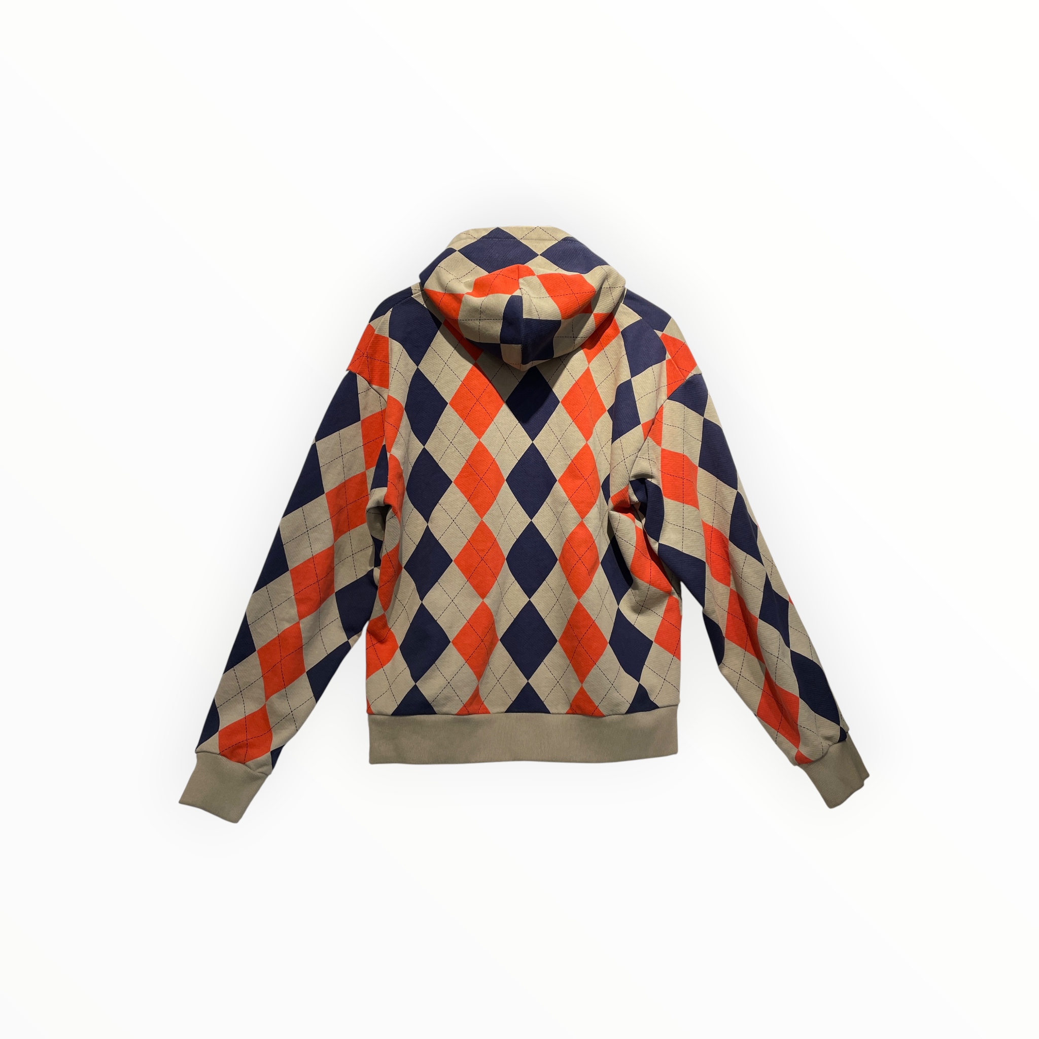 DENIM TEARS/Zip Up Hoodie/L/All Over Print/Cotton/BEG/derby intarsia view 2
