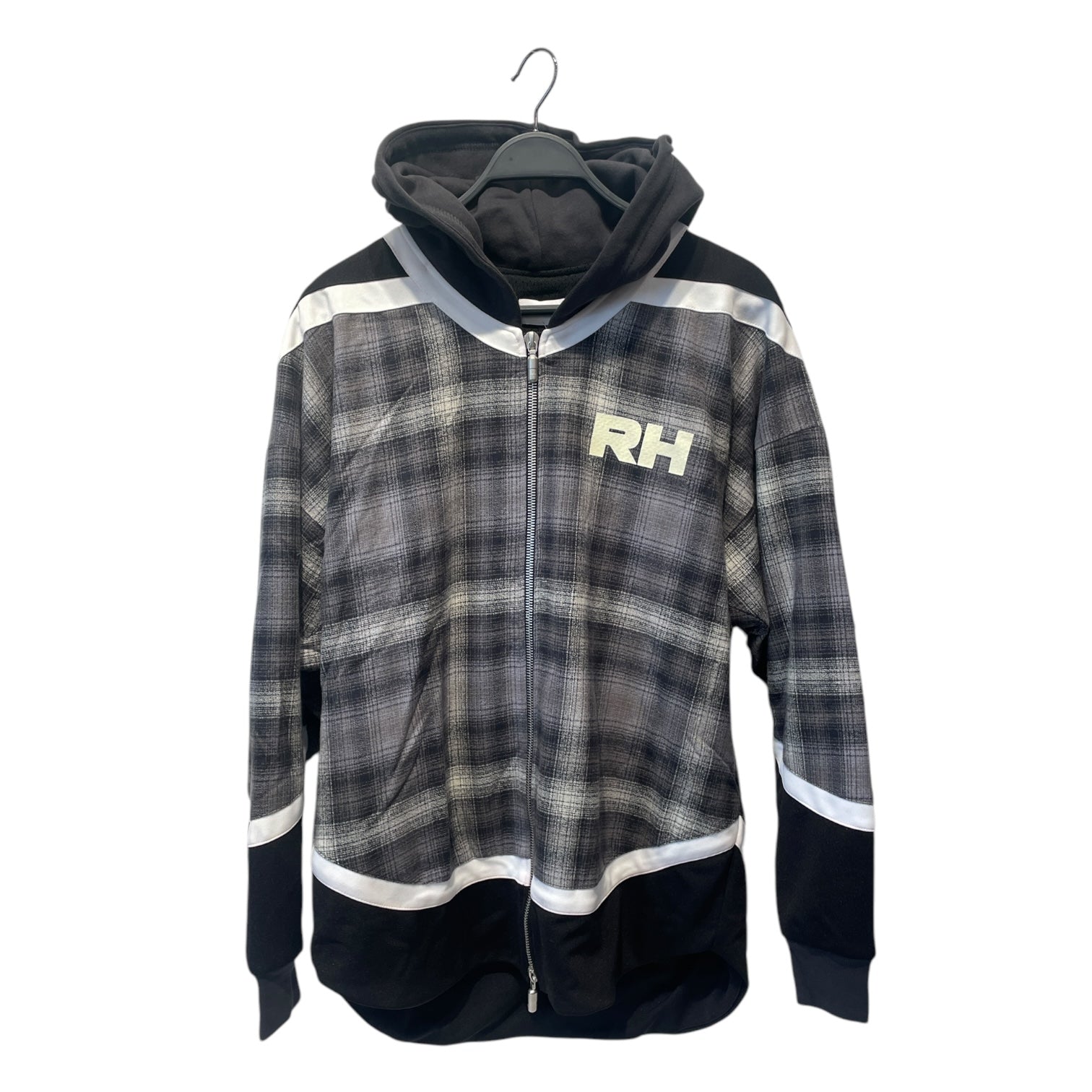 RHUDE/Zip Up Hoodie/S/Plaid/GRY/ view 1