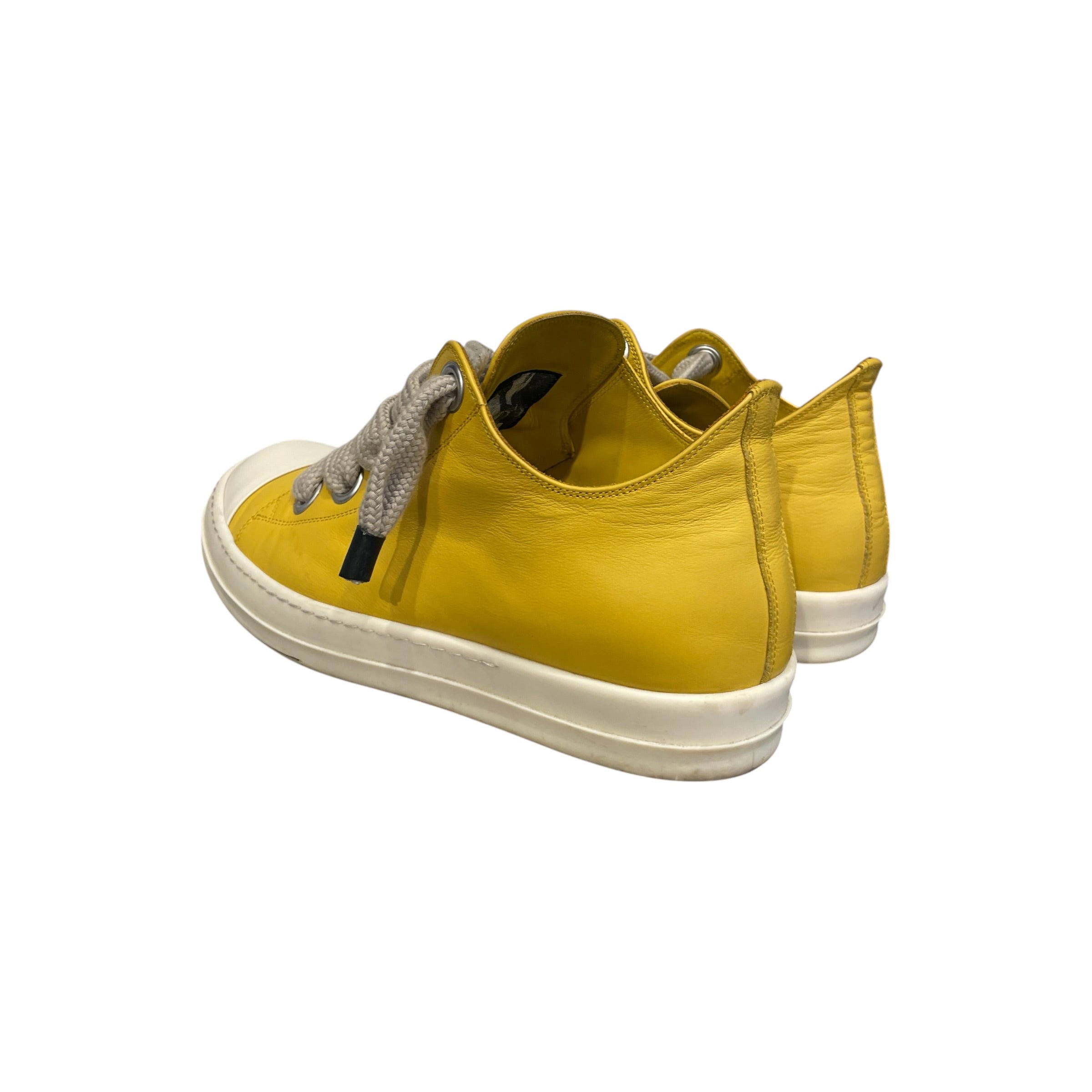 Rick Owens/Low-Sneakers/EU 45/Leather/YEL/white toe large laces view 2