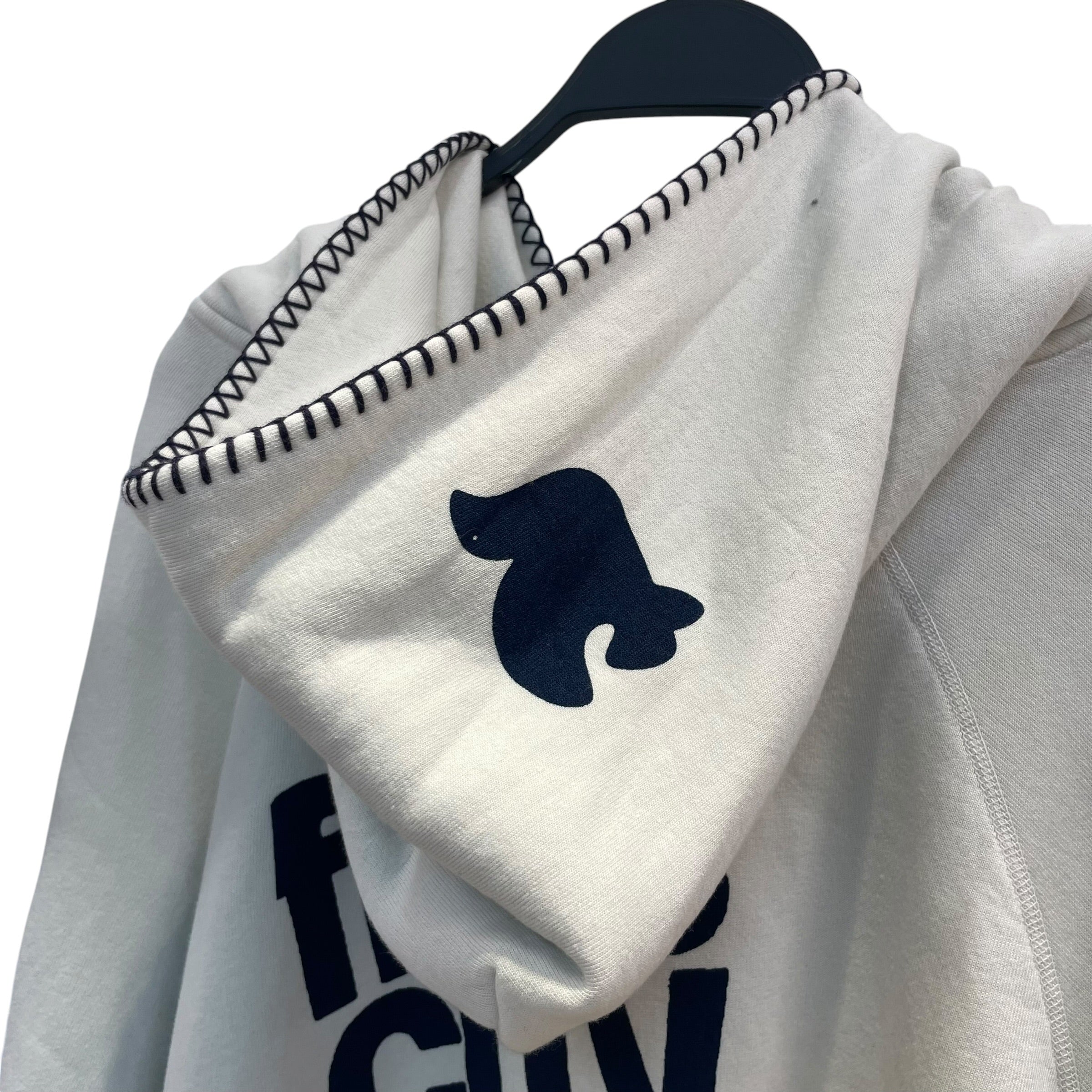 Madhappy/Zip Up Hoodie/L/Cotton/WHT/mad happy logo left chest view 5