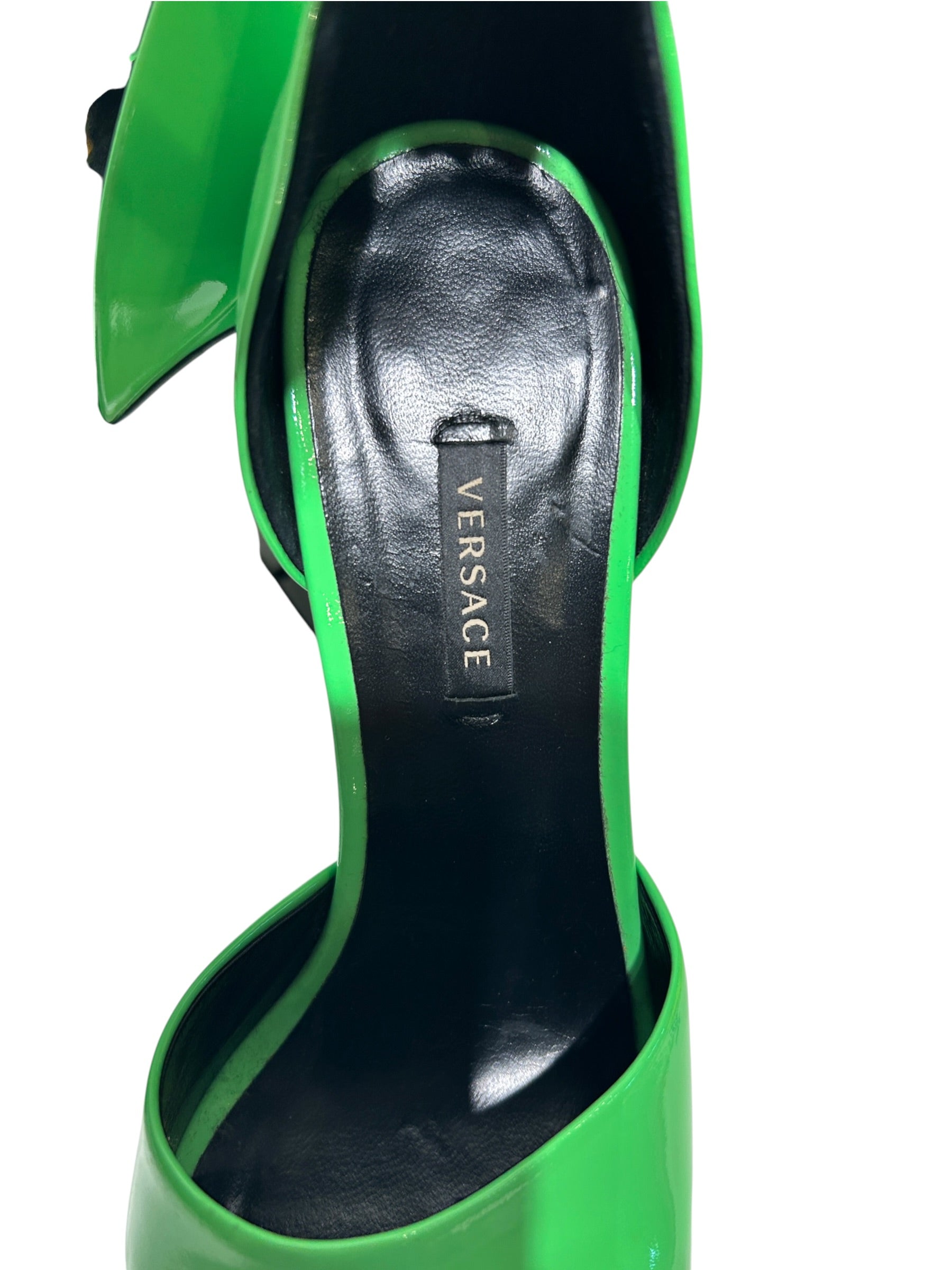 VERSACE/Heels/EU 38/Leather/GRN/Open-Toe/LIME GREEN PLATFORM view 3