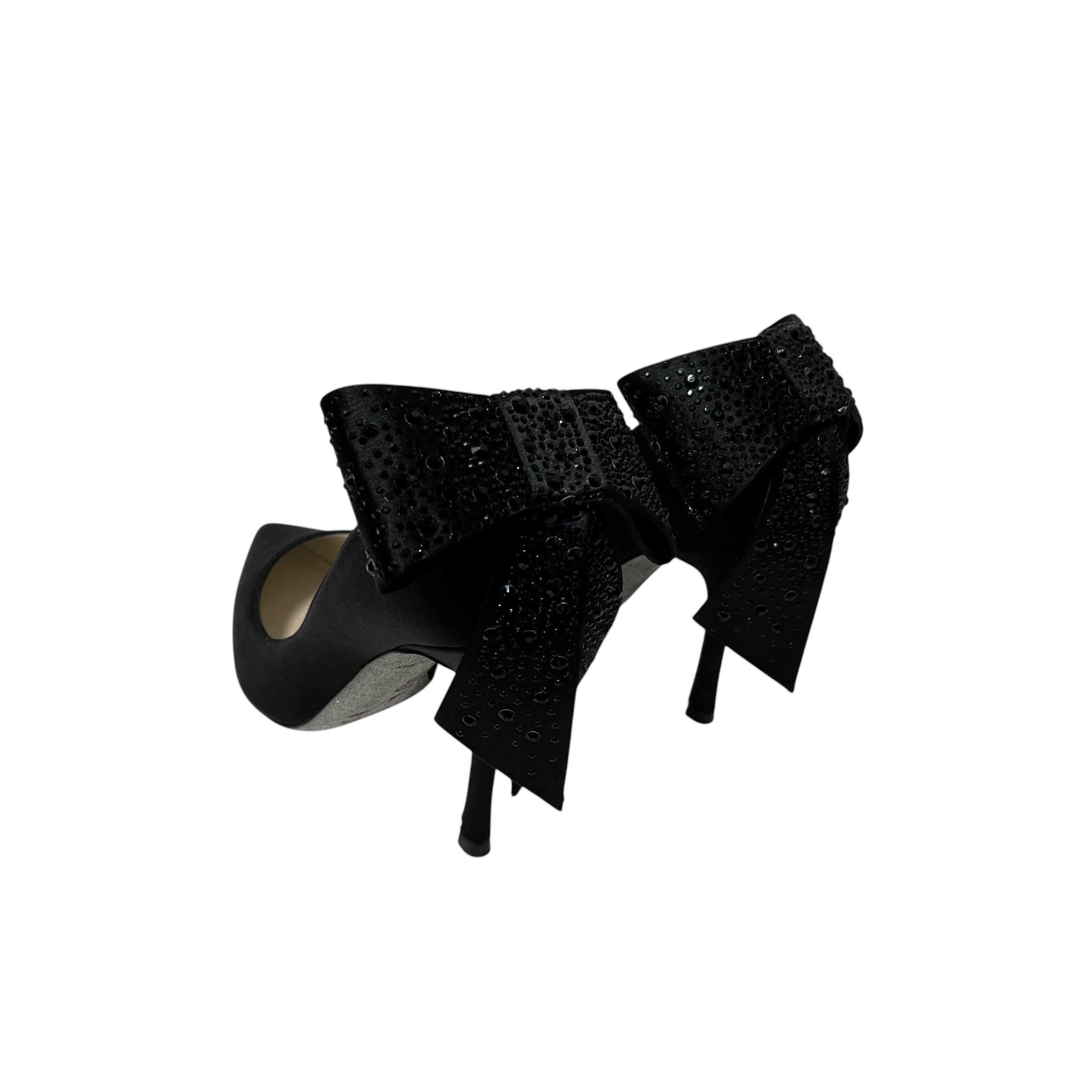 Rene Caovilla/Heels/EU 37.5/BLK/crystal bow view 2