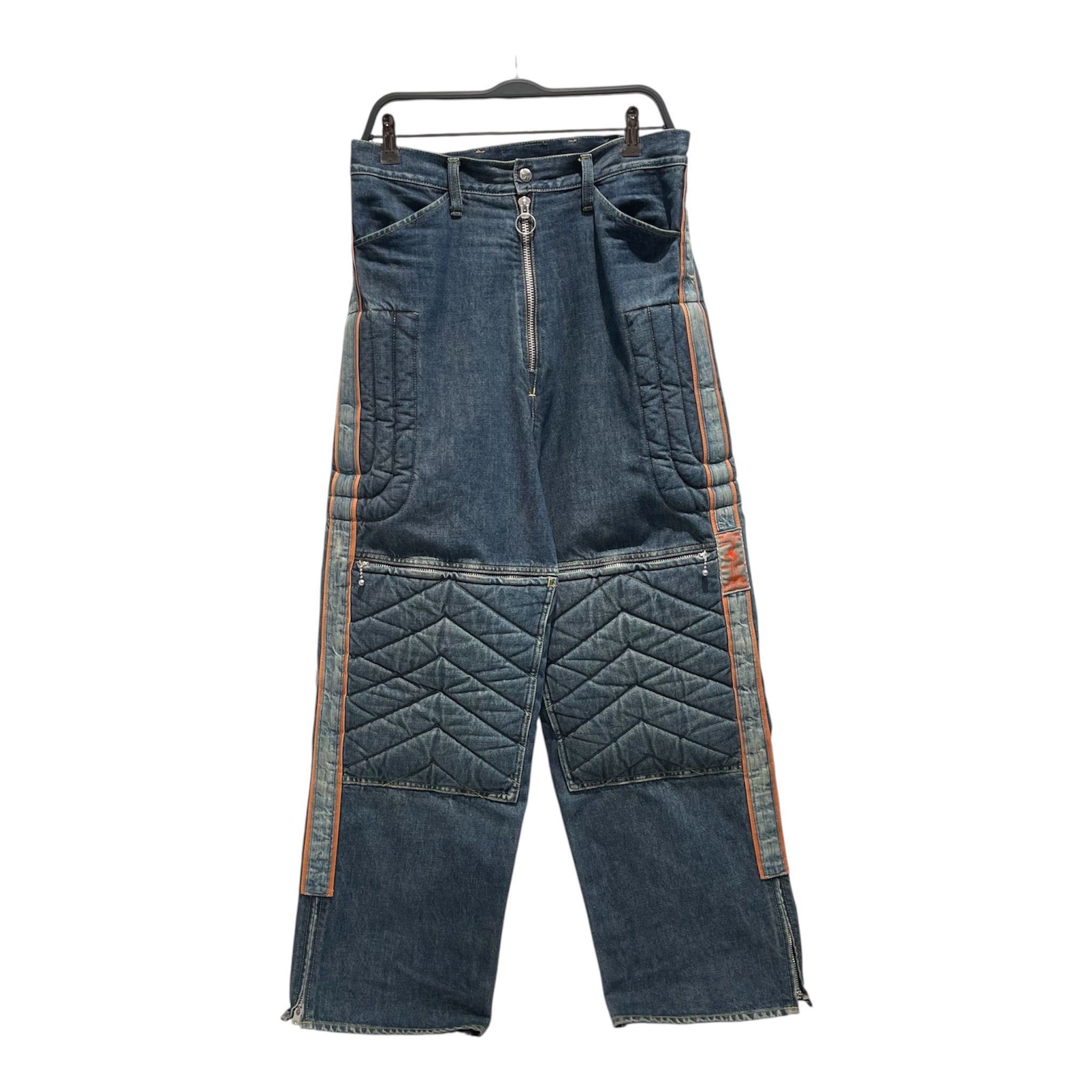 KAPITAL/Pants/3/Denim/BLU/High-waisted/Stripe/padded 'moto-kross' orange view 1