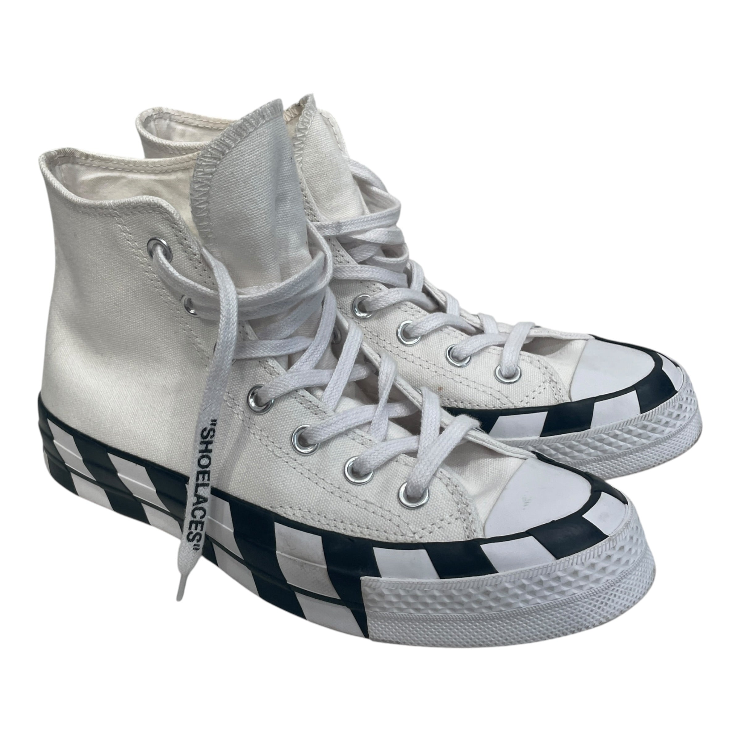 OFF-WHITE/CONVERSE/Hi-Sneakers/US 8/Stripe/Cotton/WHT/CHUCK 70/INDUSTRIAL TEXT view 1
