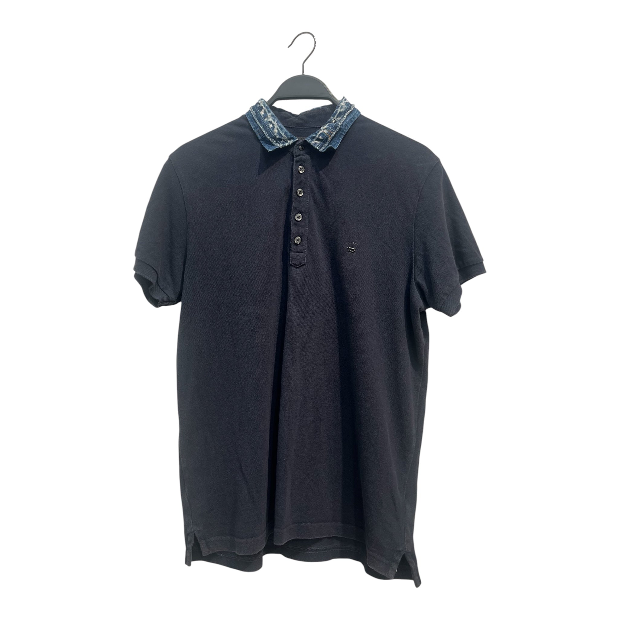 DIESEL/Polo Shirt/L/Cotton/NVY/denim collar view 1