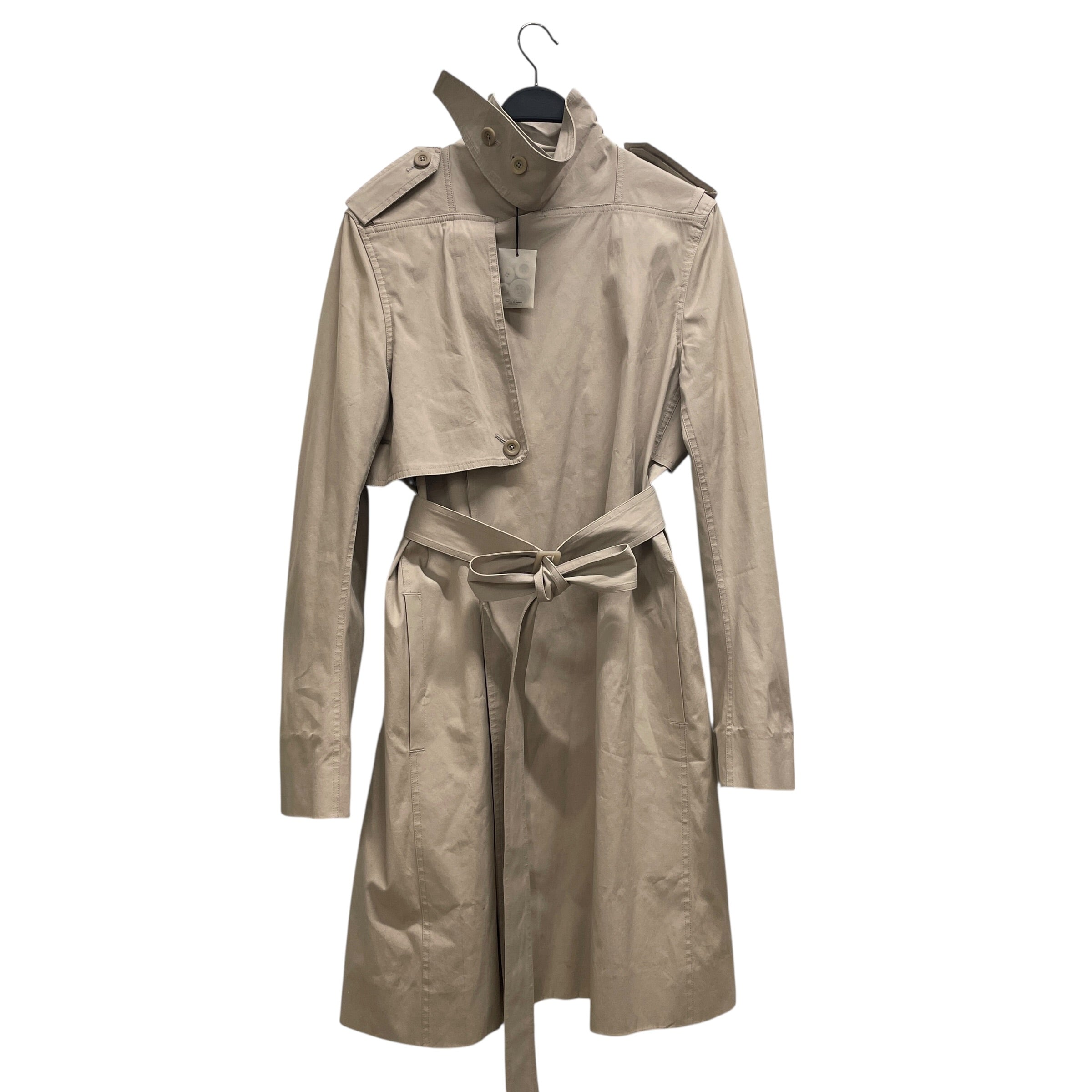 Rick Owens/Trench Coat/8/Cotton/CML/Maxi Length/HIGH NECK BUTTON TRENCH view 1