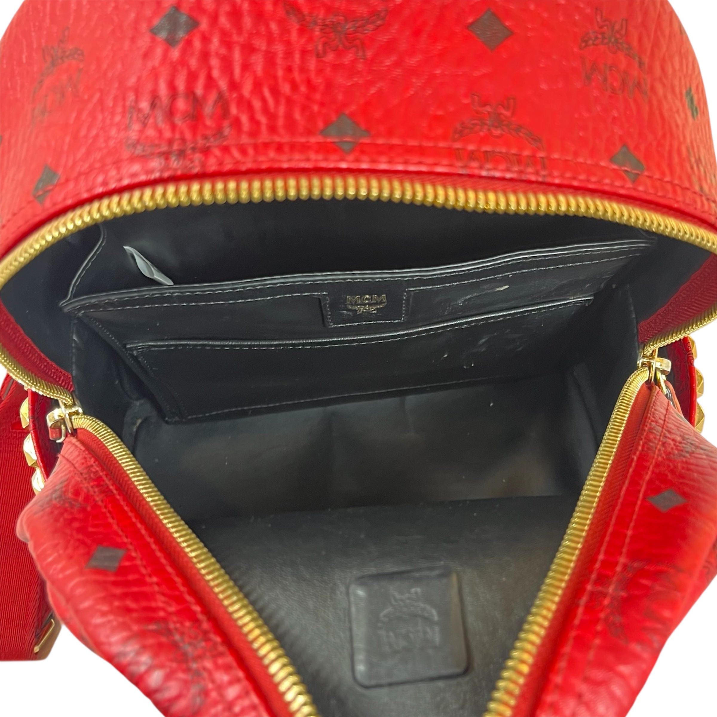 MCM/Backpack/Monogram/RED/Leather Studded view 4