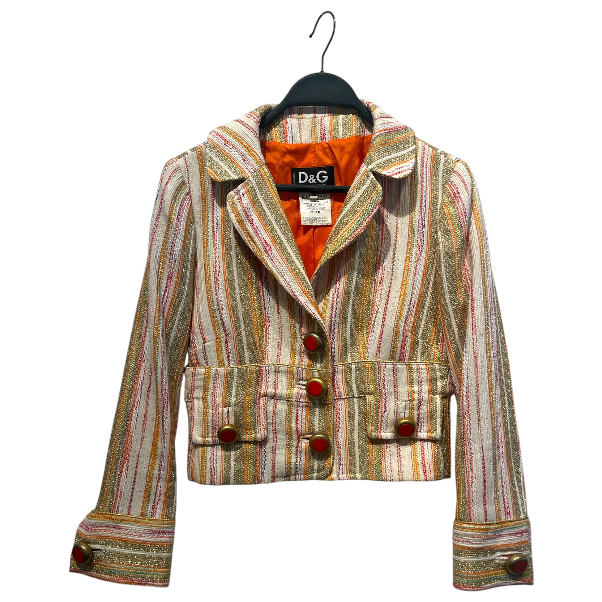 DOLCE&GABBANA/Tailored Jkt/26/Stripe/ORN/gold stitching/stripes/org acc view 1