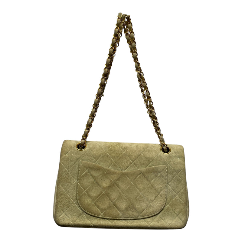 CHANEL/Hand Bag/Suede/GRN/VINTAGE DOUBLE FLAP