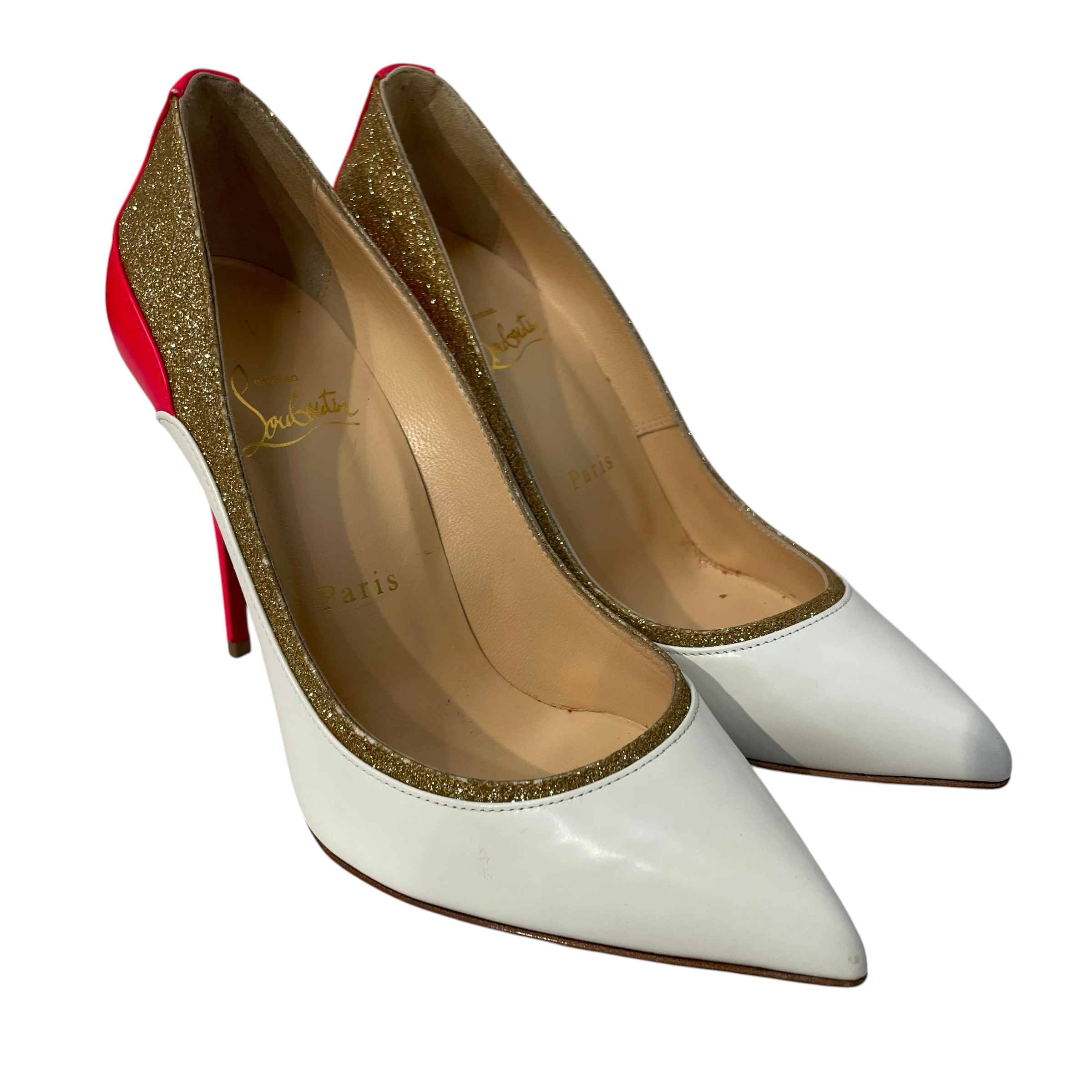 Christian Louboutin/Heels/EU 36.5/Border/Leather/WHT/Tucsick Glitter Pumps view 1