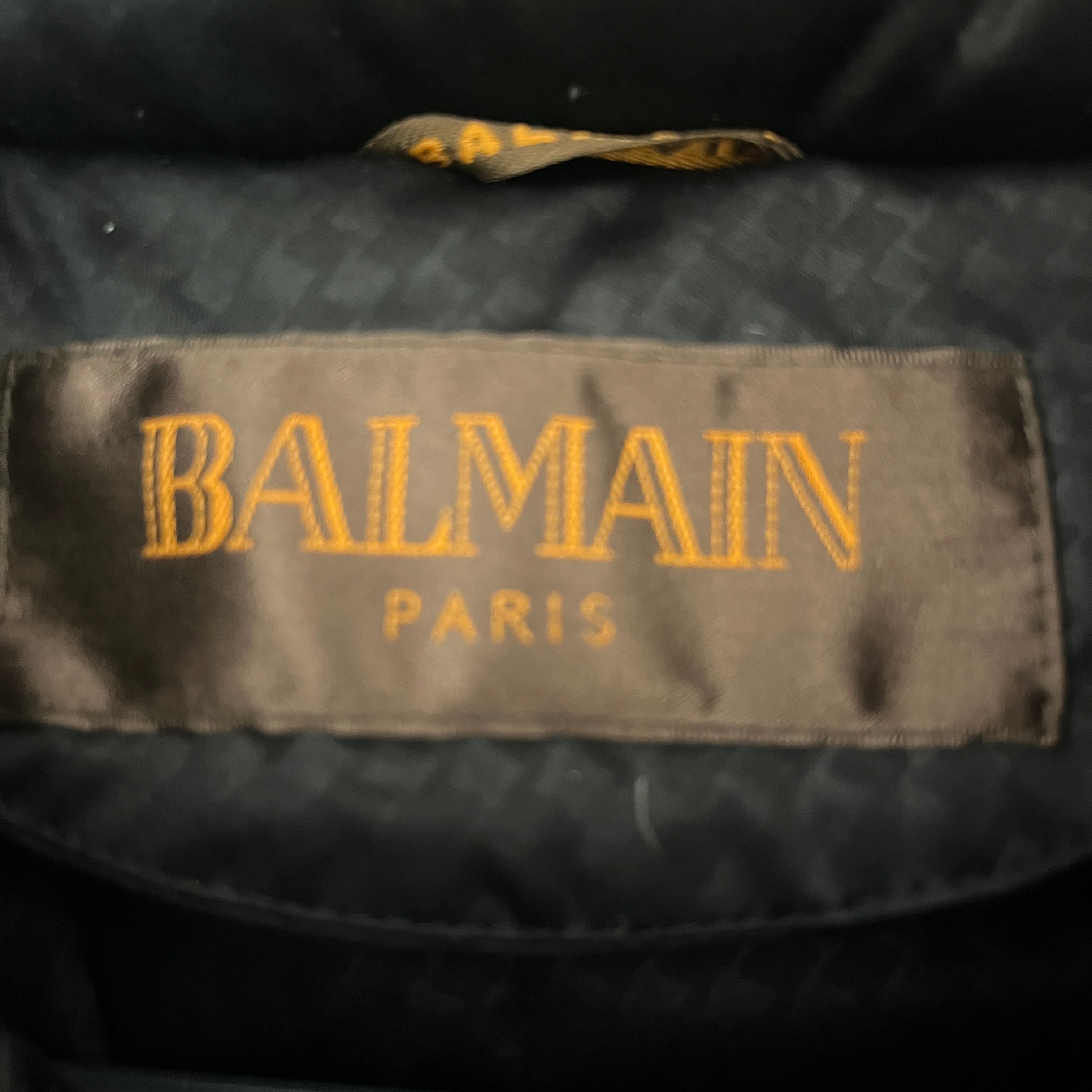 BALMAIN/Puffer Jkt/L/Nylon/BLK/silver logo tab button view 3
