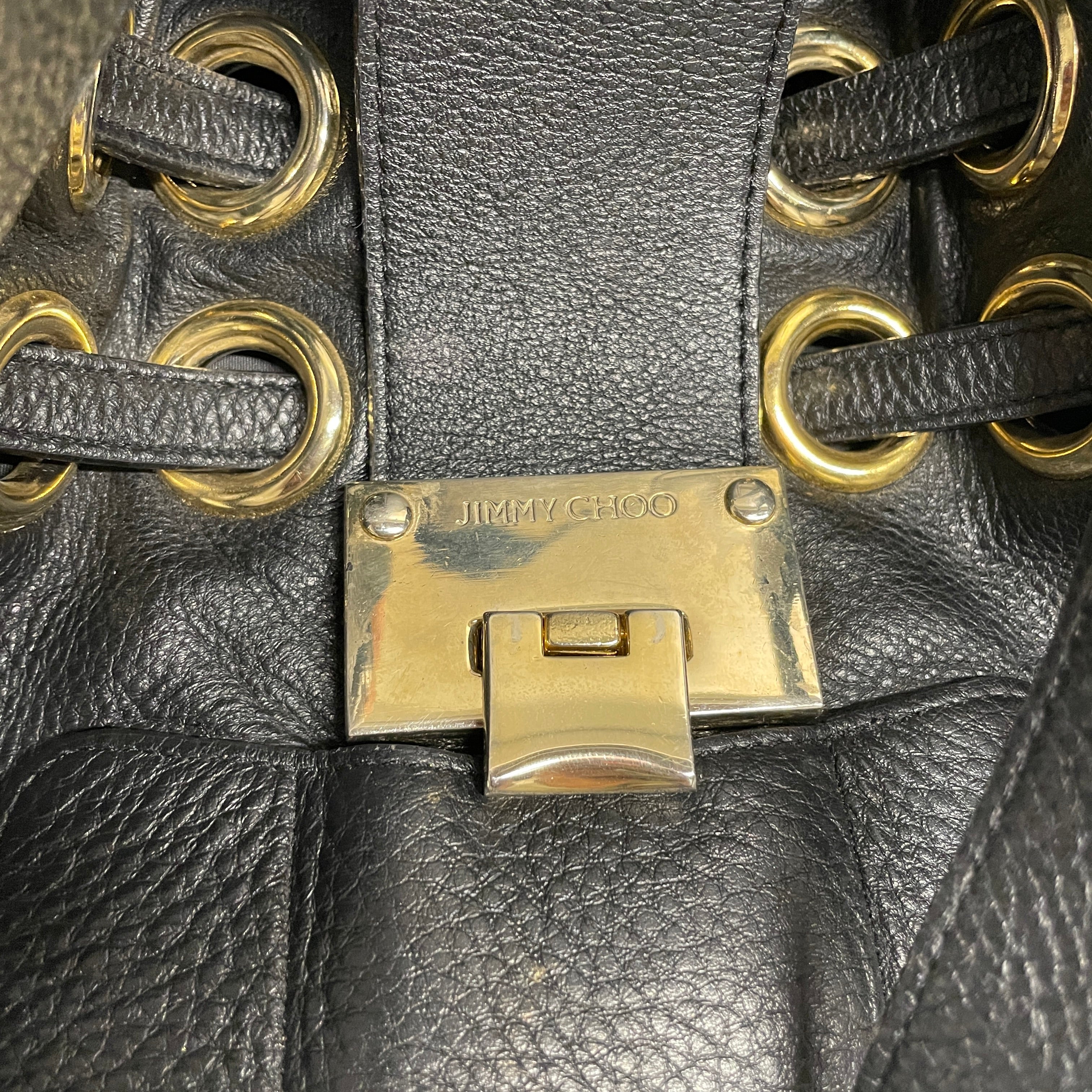 JIMMY CHOO/Hand Bag/Leather/BLK/GOLD RINGS/SHOULDER BAG view 4