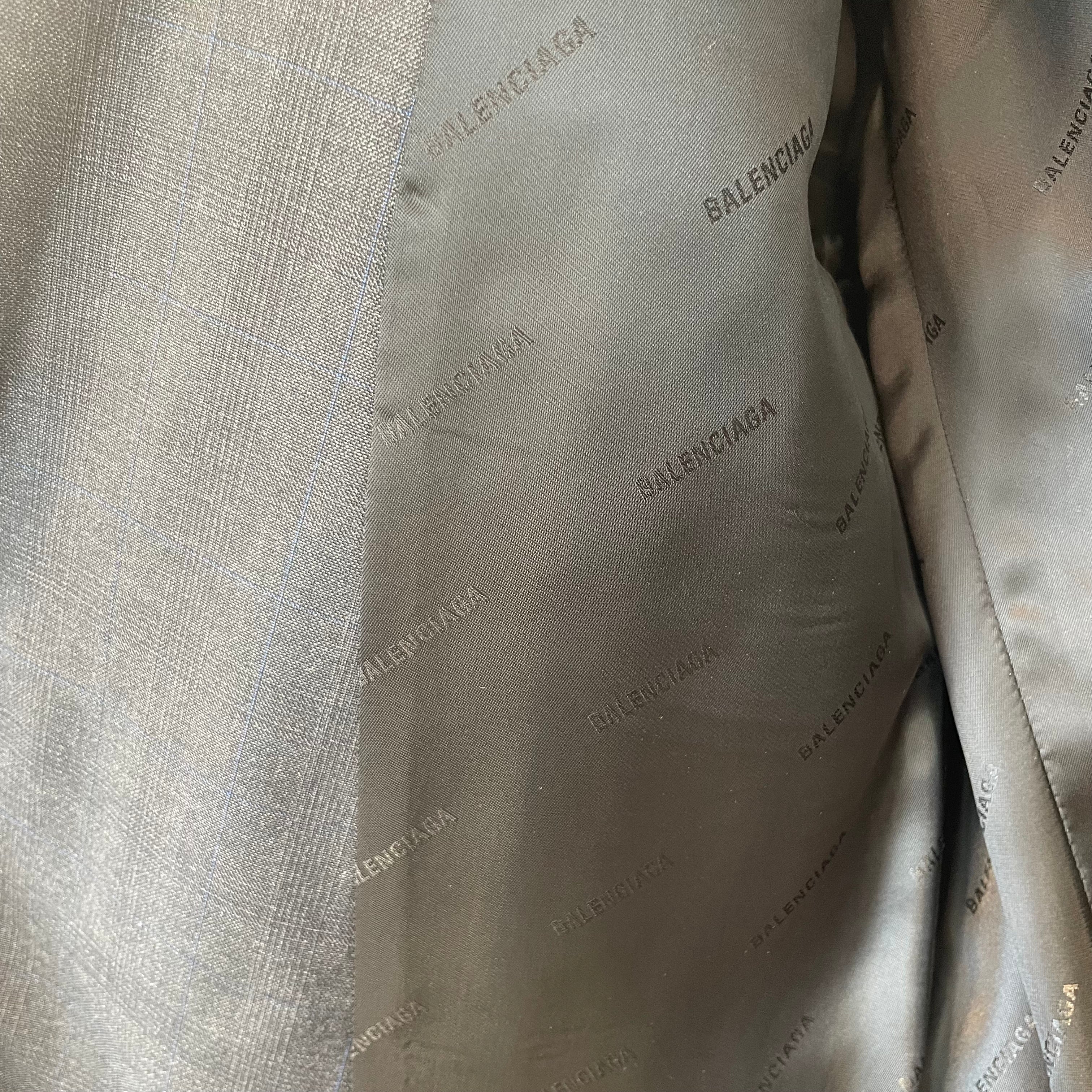 BALENCIAGA/Jacket/46/Cotton/GRY/lng blazer lft shlder tag view 5