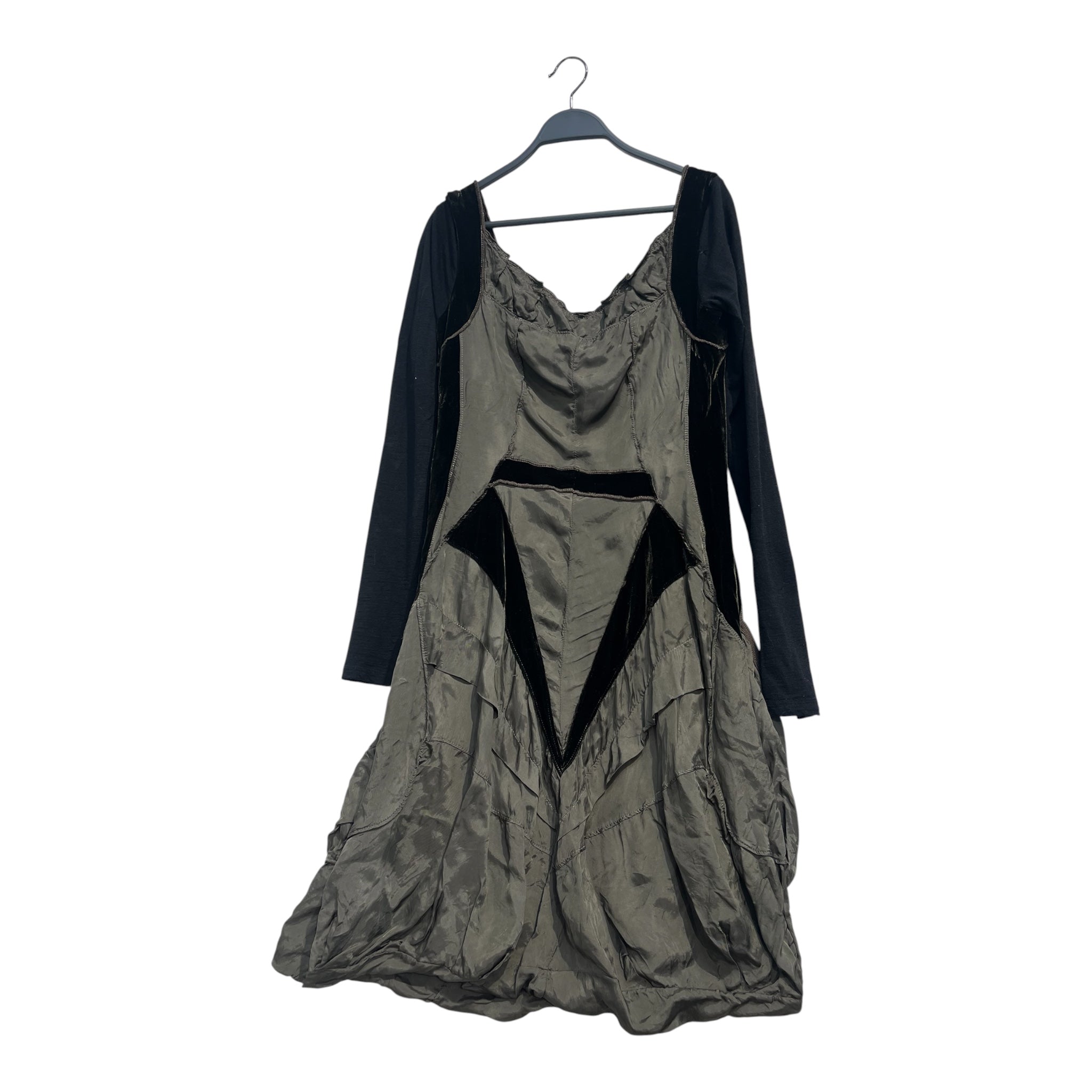 MARITHE FRANCOIS GIRBAUD/LS Dress/10/BRW/Midi Length/POCKETED-SILK VELVET ACCENTS view 2