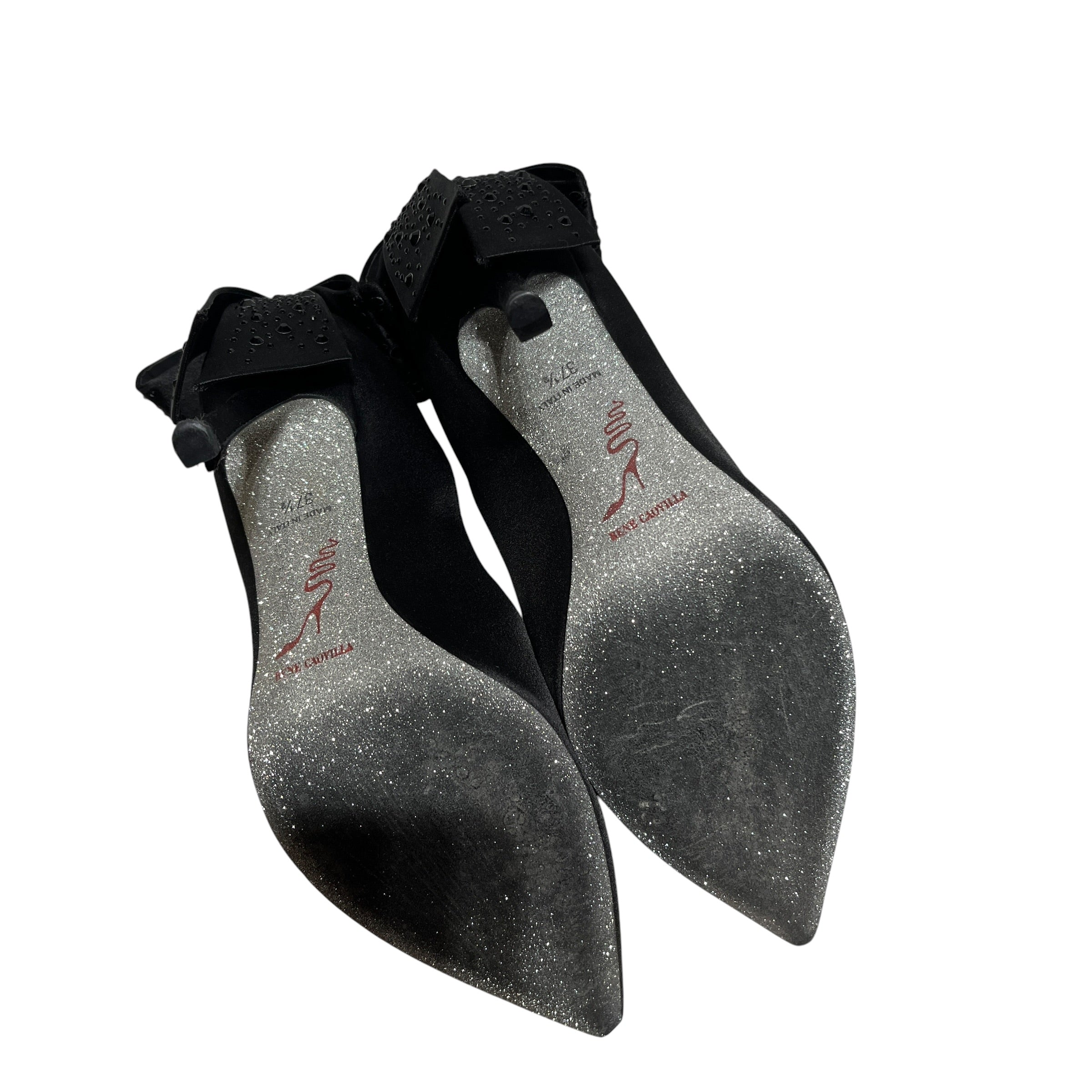 Rene Caovilla/Heels/EU 37.5/BLK/crystal bow view 4