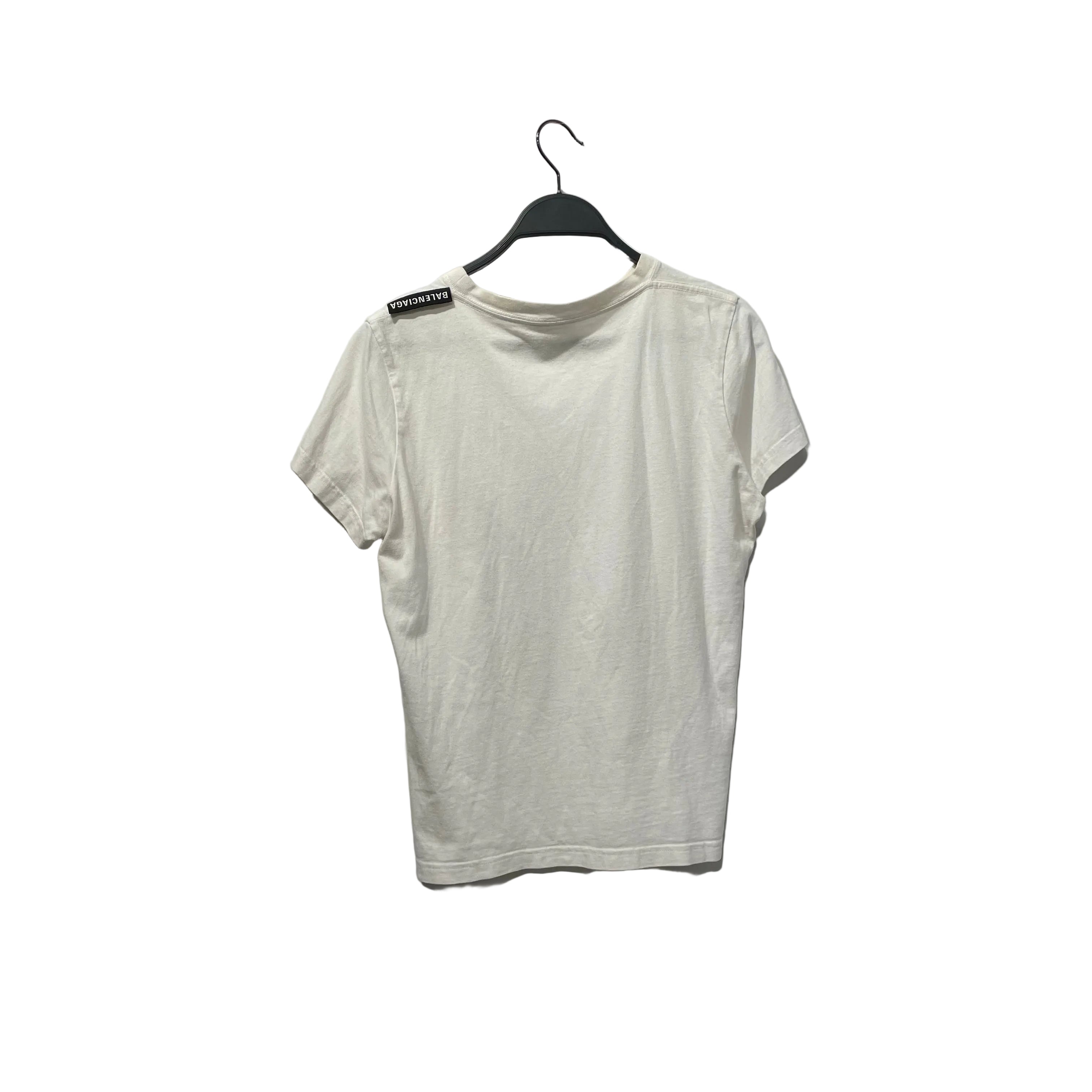 BALENCIAGA/T-Shirt/S/Cotton/WHT/2019 SHOULDER TAG PLAIN SHIRT view 2