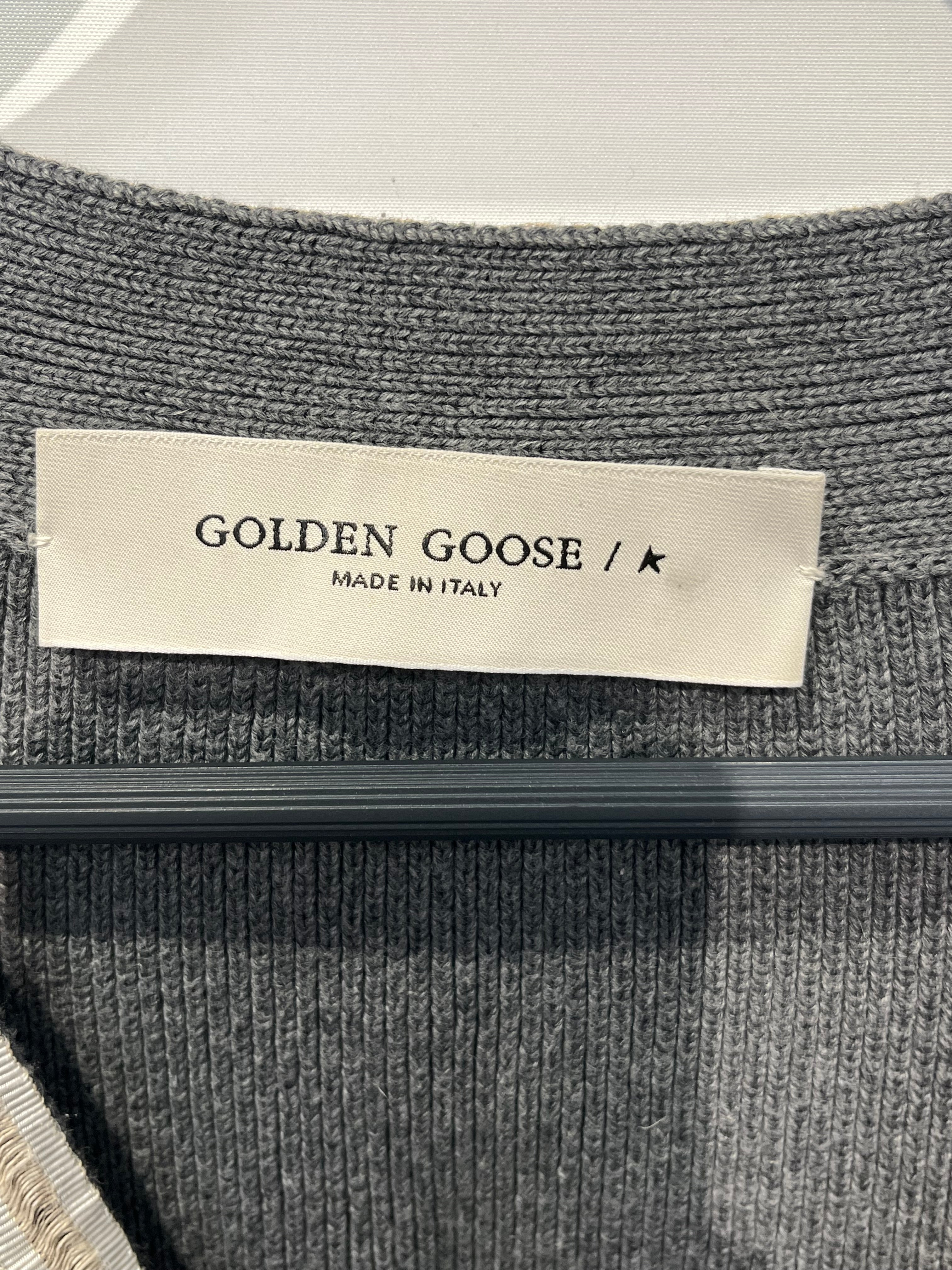 GOLDEN GOOSE/Cardigan/S/Cotton/GRY/GMP00946 PATCHWORK/BEE PIN view 3
