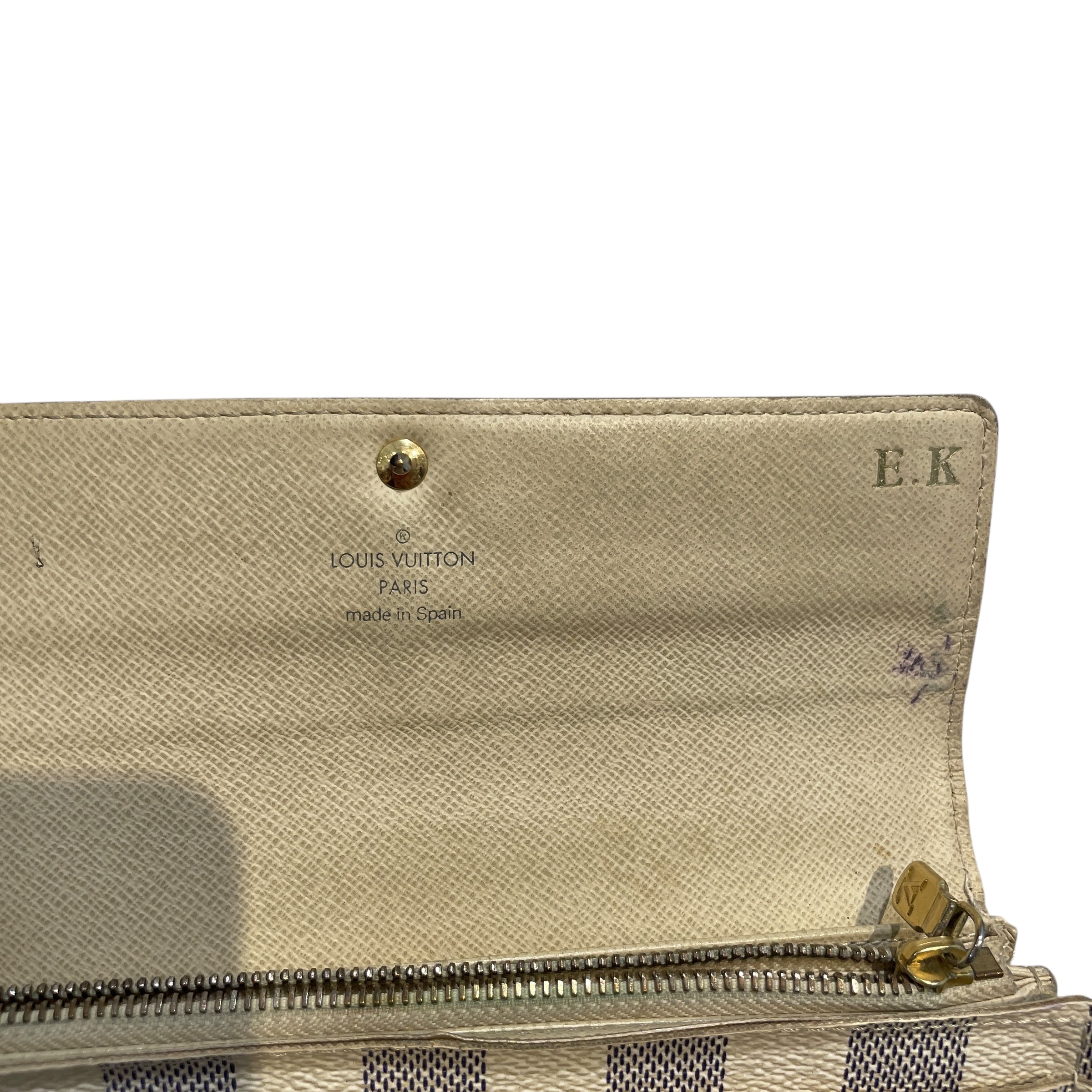 LOUIS VUITTON/Long Wallet/Monogram/Leather/CRM/Damier Azur Portefeuille Sarah view 3