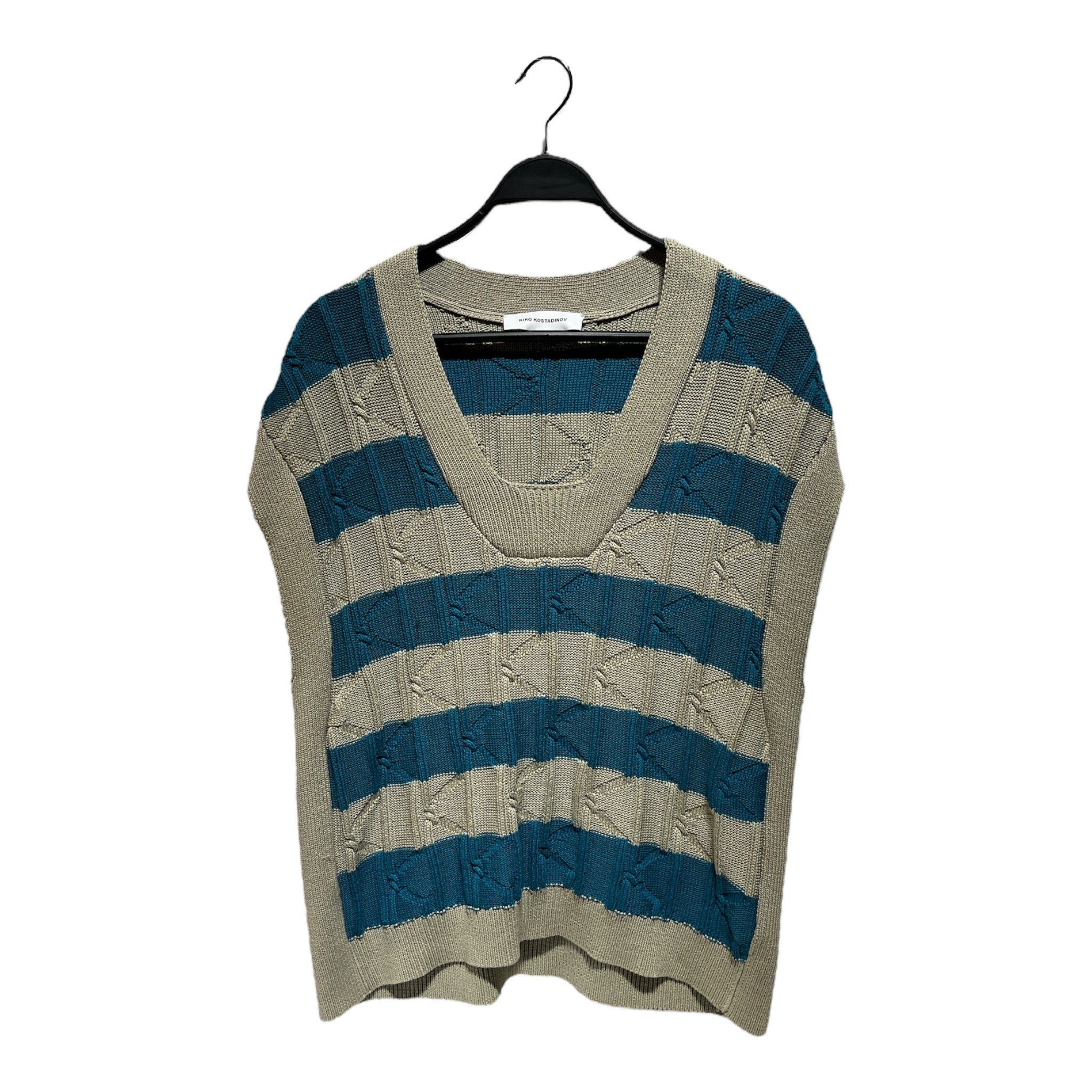 Kiko Kostadinov/Knitted Vest/48/Stripe/Cotton/BLU/ view 1