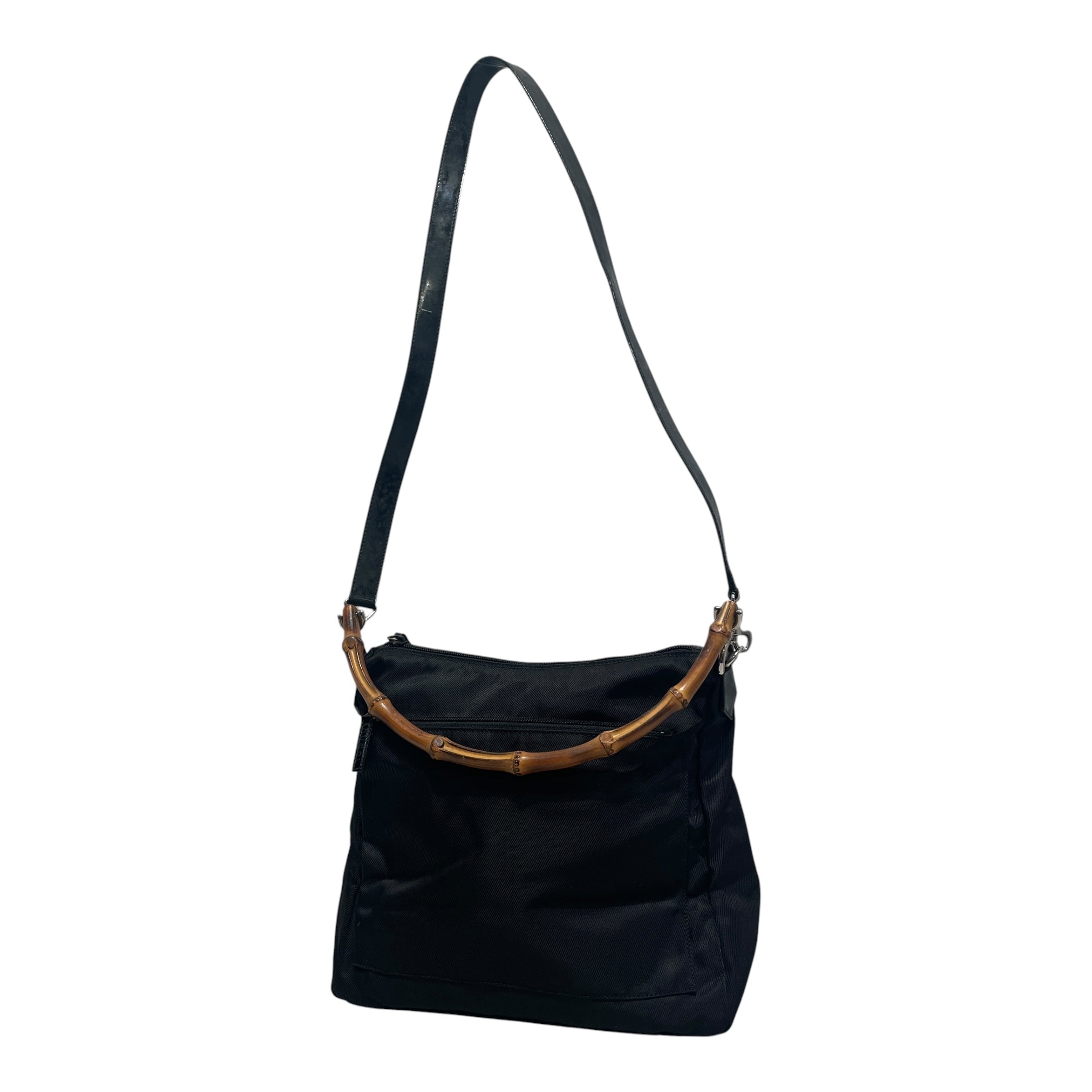 GUCCI/Hand Bag/Nylon/BLK/Vintage Bamboo Hobo Bag view 3