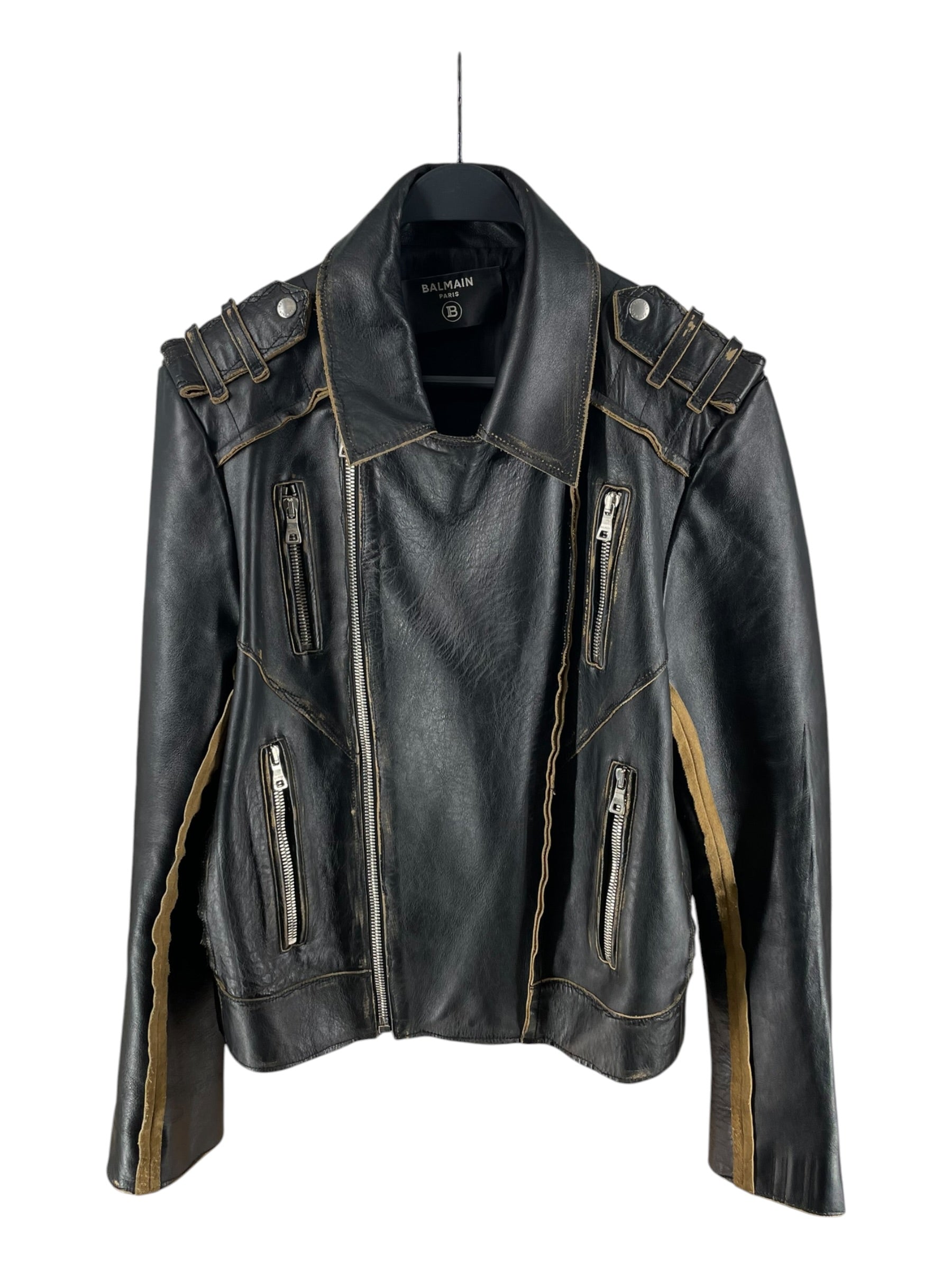 BALMAIN/Leather Jkt/52/Leather/BLK/TD174LC04 AGED BIKER view 1
