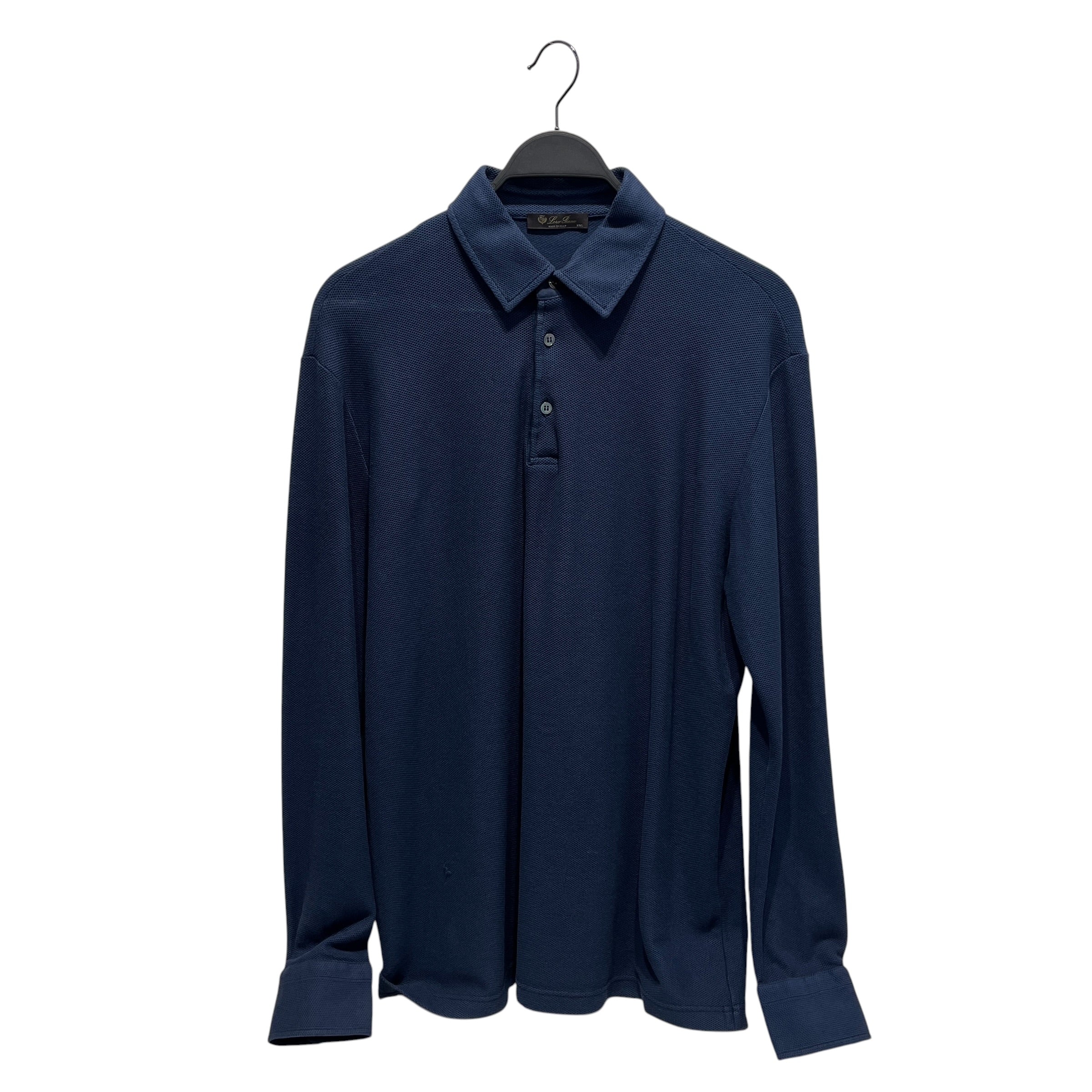 Loro Piana/Polo Shirt/XXL/Cotton/BLU/Pullover/Blue Long Sleeve Polo Shirt view 1