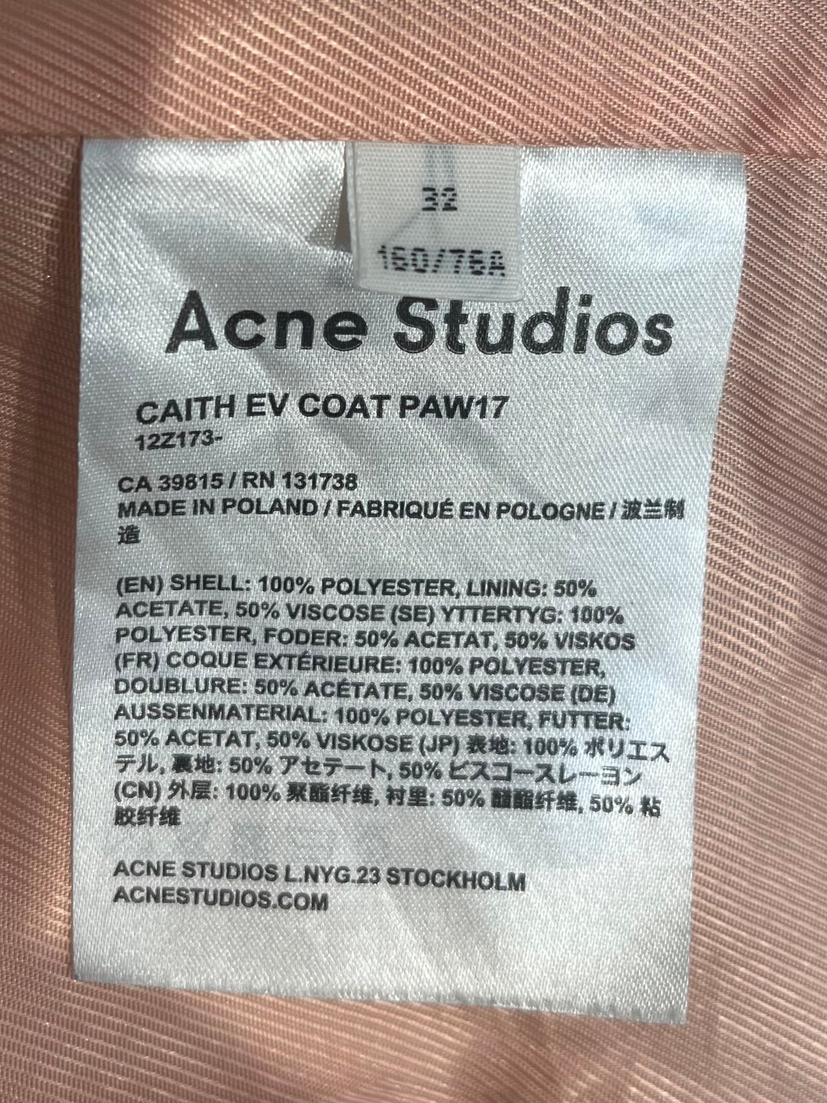 Acne Studios/Peacoat/32/Polyester/BLK/pink lined coat slvr buttons view 4