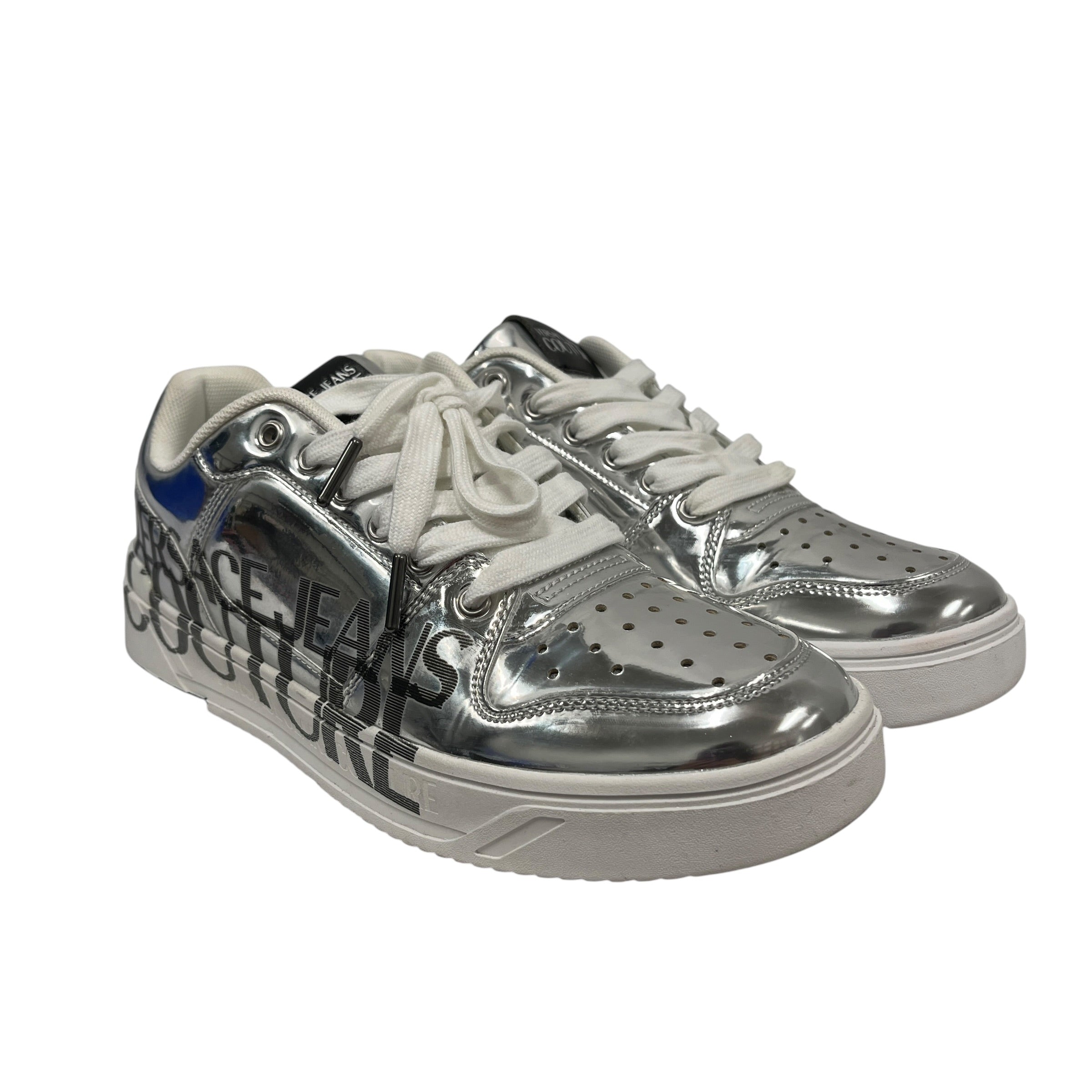 VERSACE JEANS COUTURE/Low-Sneakers/US 8.5/Leather/SLV/VJC METALLIC LOW TOPS view 1