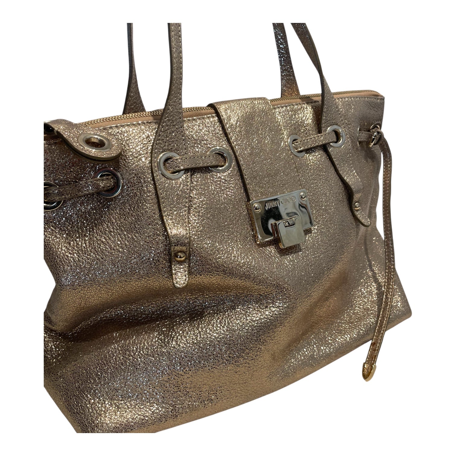 JIMMY CHOO/Hand Bag/Glitter/Leather/GLD/Gold Glitter Rhea Tote view 6