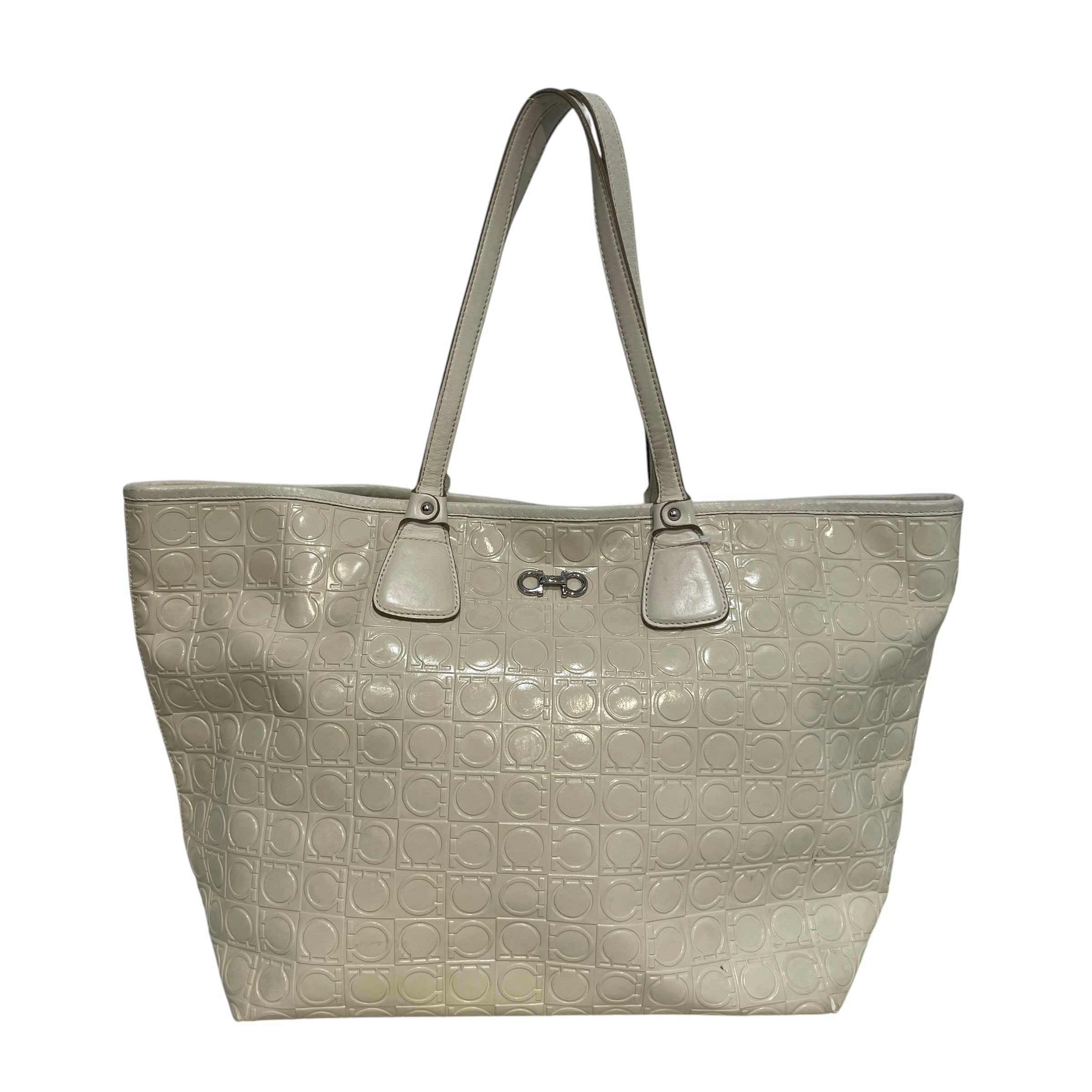 Salvatore Ferragamo/Tote Bag/Monogram/Leather/WHT/Monogram tote view 1