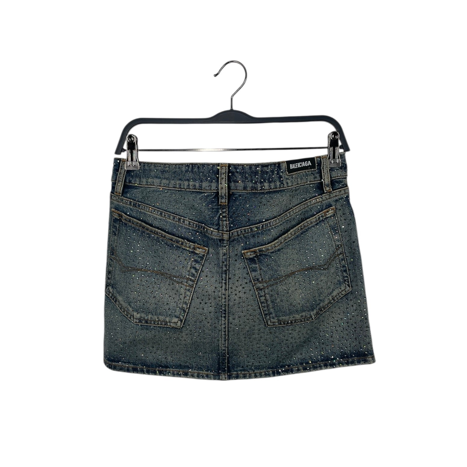 BALENCIAGA/Skirt/M/Cotton/BLU/RHINESTONE DENIM SKIRT SIZE 38 view 2