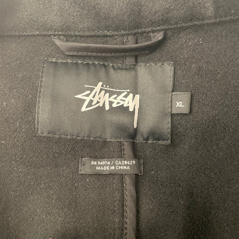 STUSSY/Trench Coat/XL/Wool/BLK/