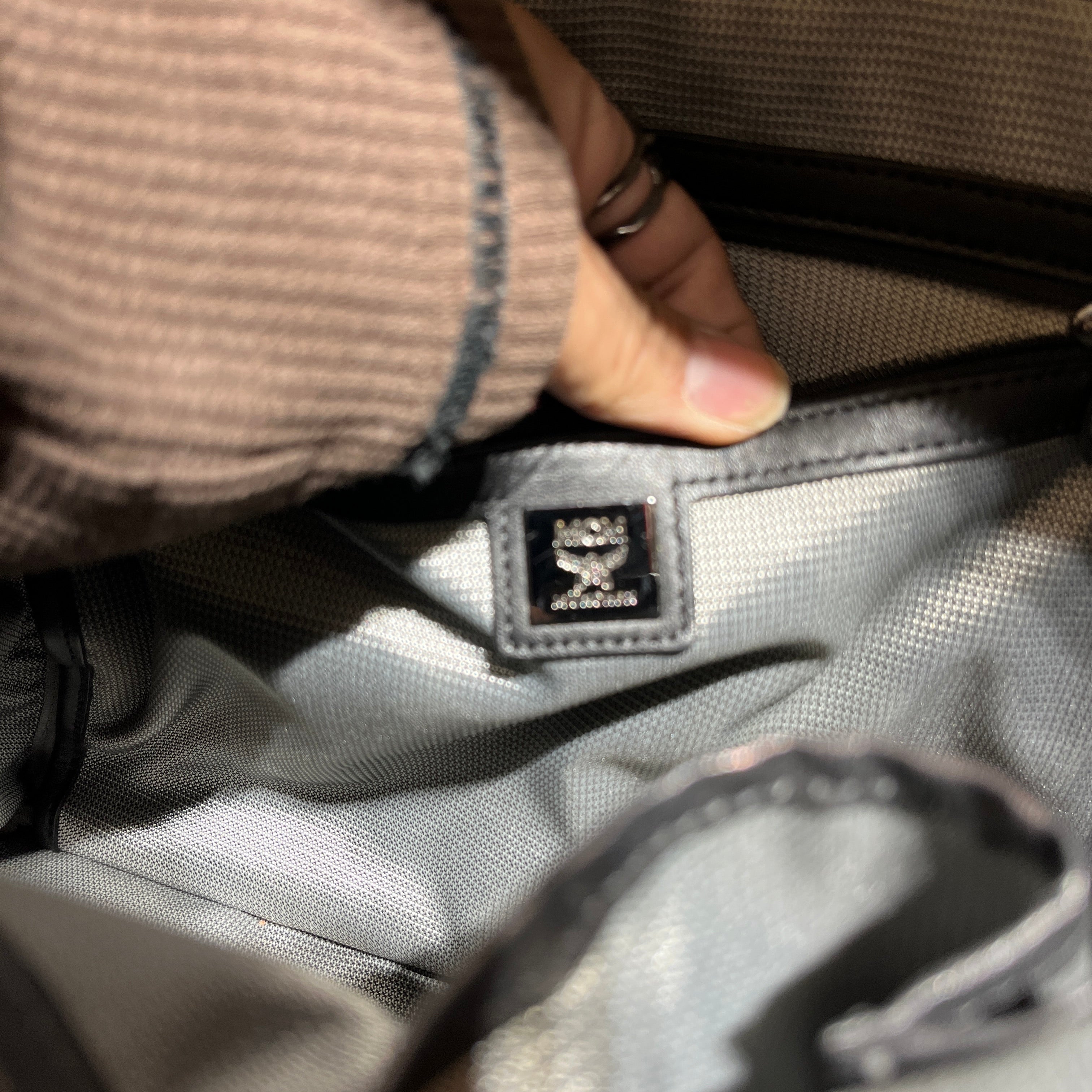 MCM/Backpack/Monogram/Nylon/BLK/stud details view 5