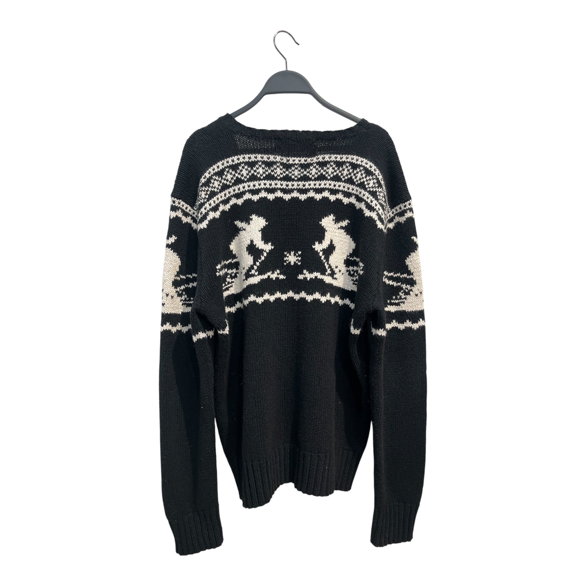 POLO RALPH LAUREN/Sweater/L/Graphic/Cotton/BLK/SKI V NECK WHITE STITCH view 2