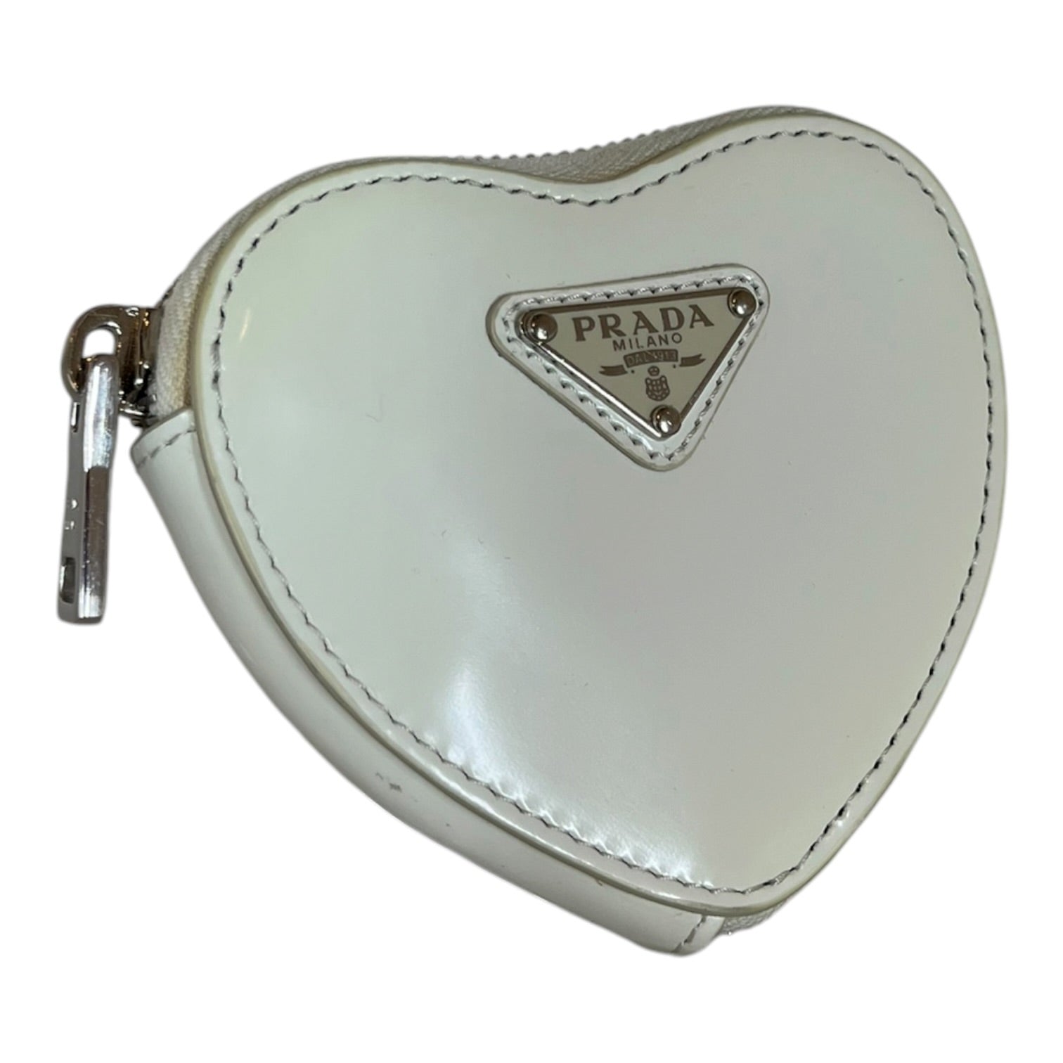 PRADA/Pouch/Leather/WHT/SPAZZOLATO HEART COIN POUCH view 1