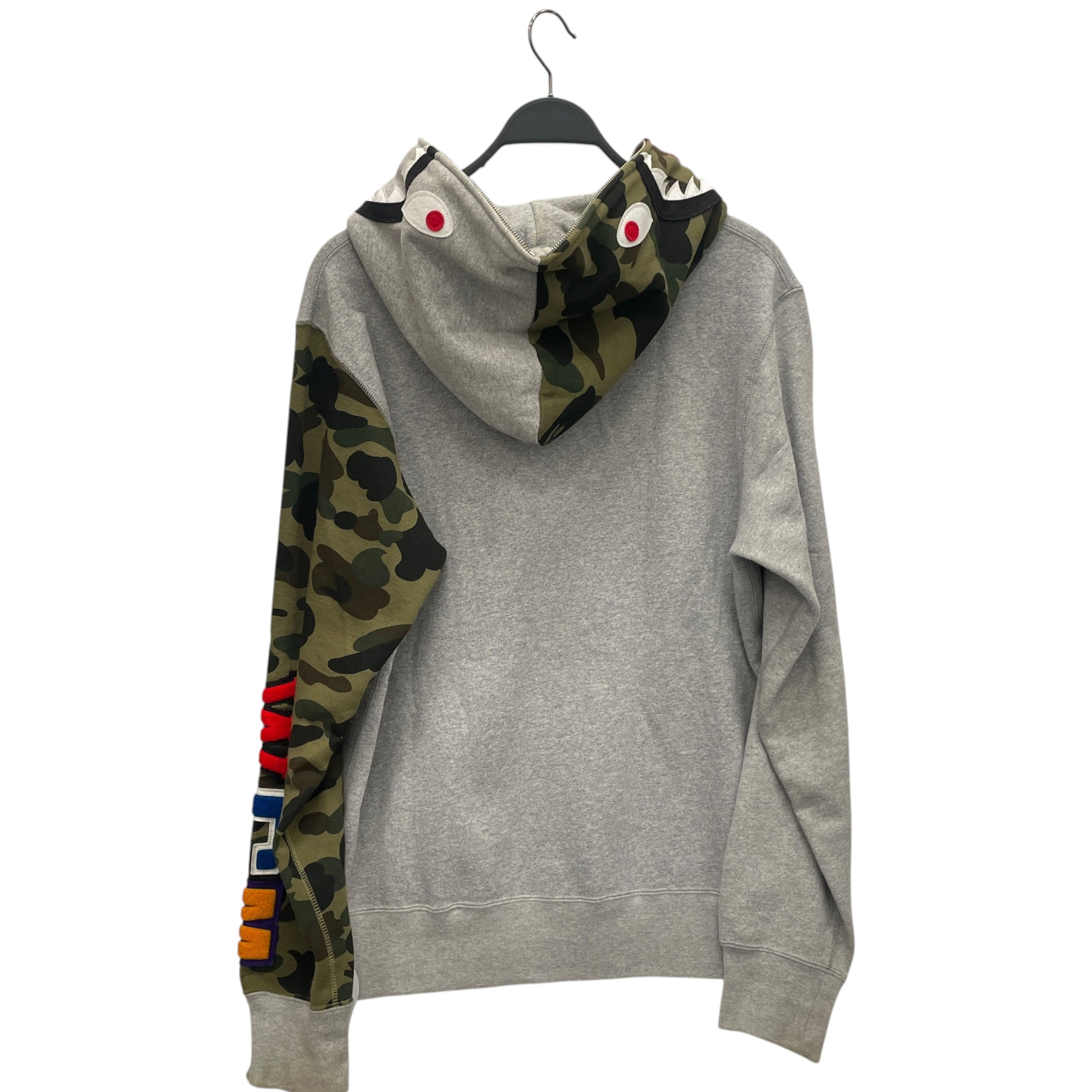 A BATHING APE/Zip Up Hoodie/XL/Cotton/GRY/SHARK/HALF CAMO view 2