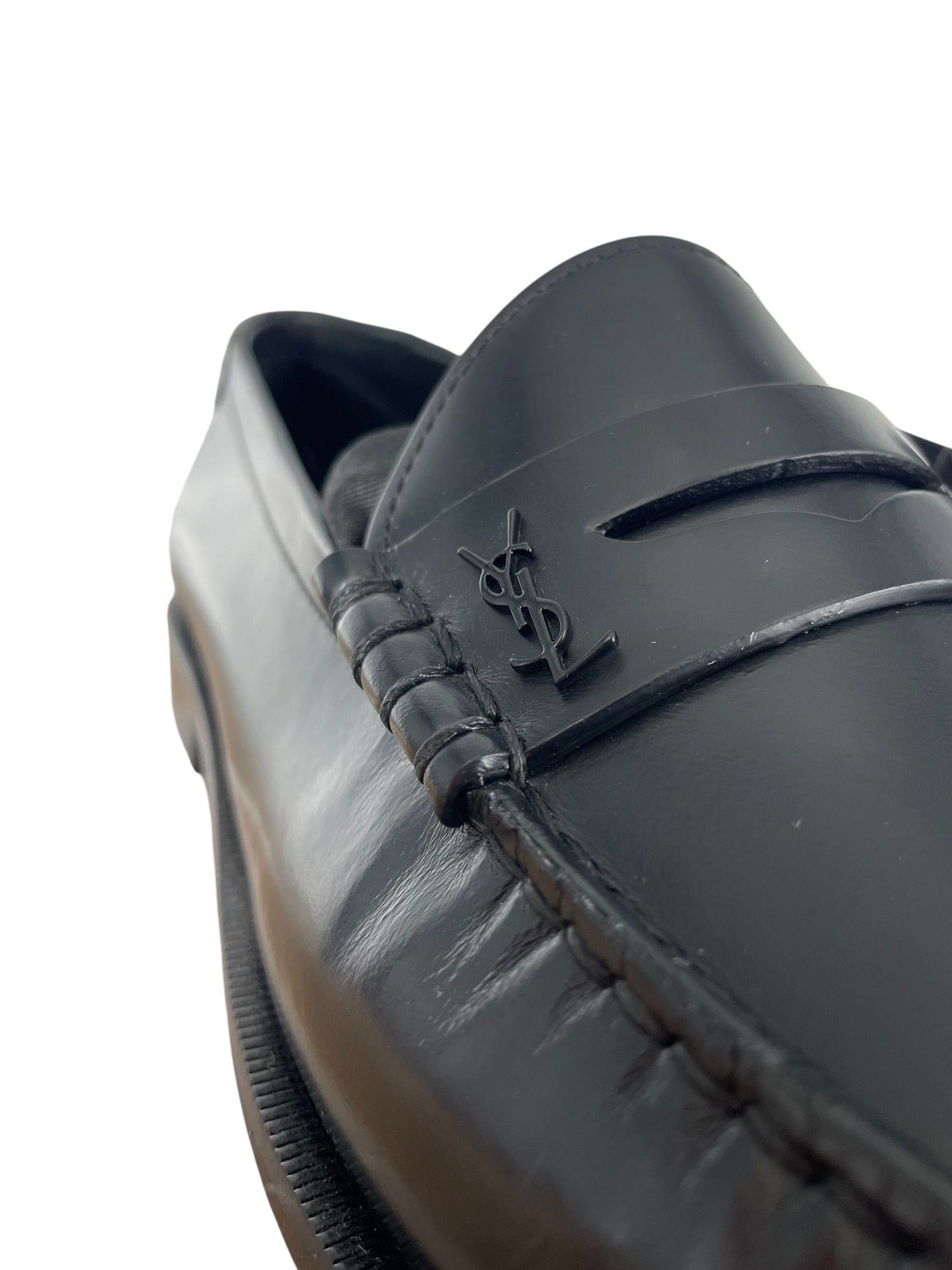 YVES SAINT LAURENT/Loafers/EU 42/Leather/BLK/BLK LEATHER LOAFERS SZ42 view 6