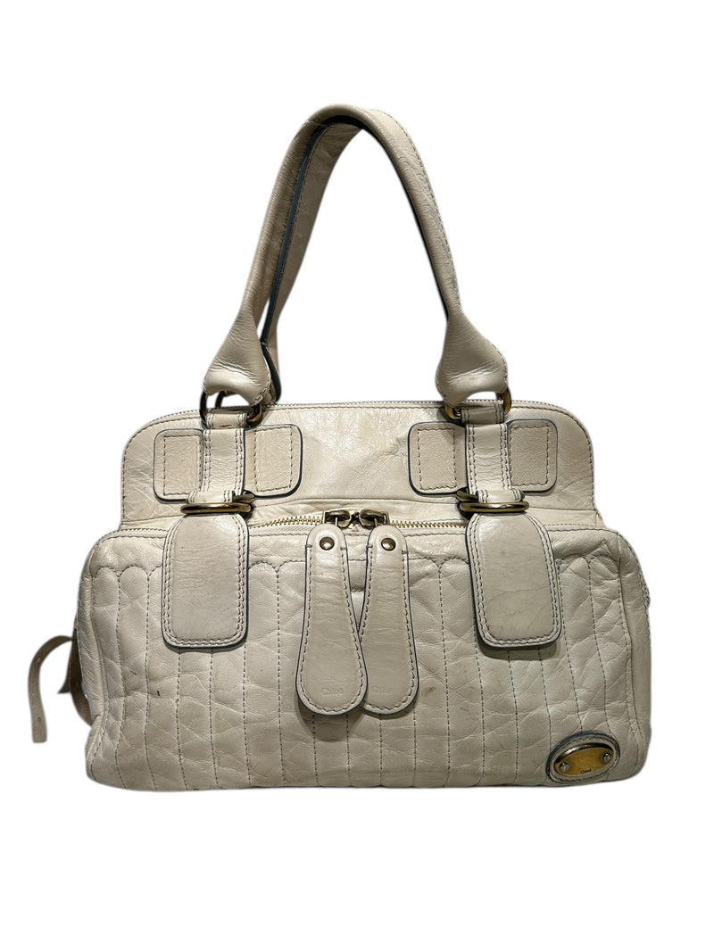 Chloe/Bag/Leather/CRM/ZIPPER BAG GOLD HARDWARE