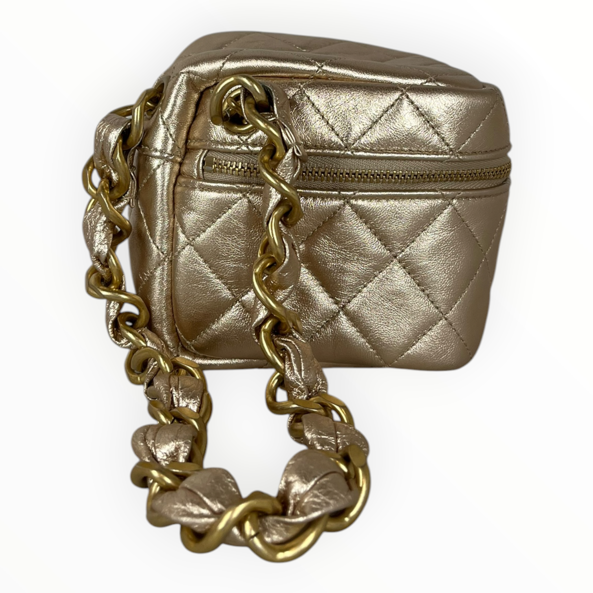 CHANEL/Clutch Bag/Leather/GLD/CC Quilted Cube Zip Clutch view 4