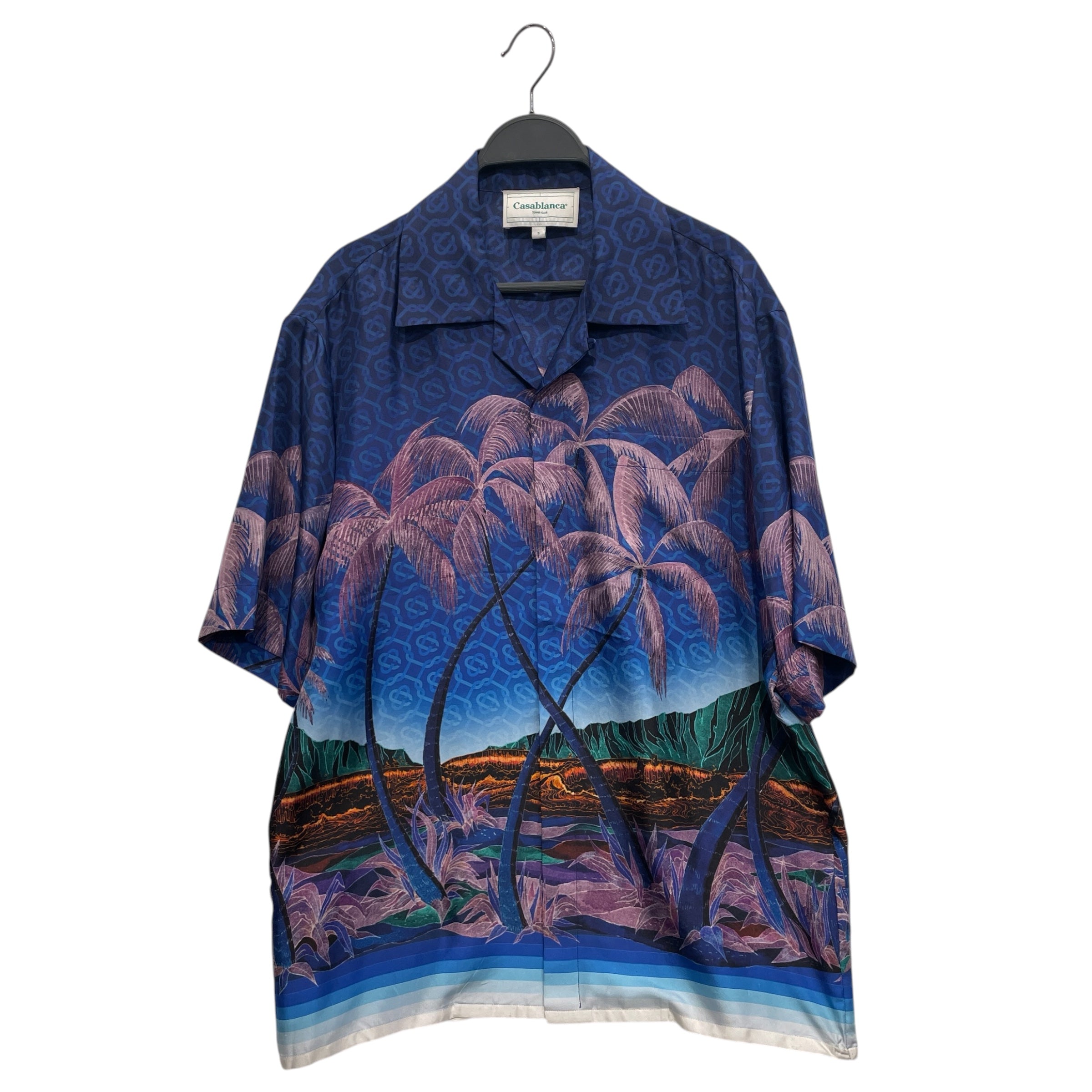 CASABLANCA/SS Shirt/S/Silk/BLU/All Over Print/PALM TREE PRINT SILK SHIRT view 1