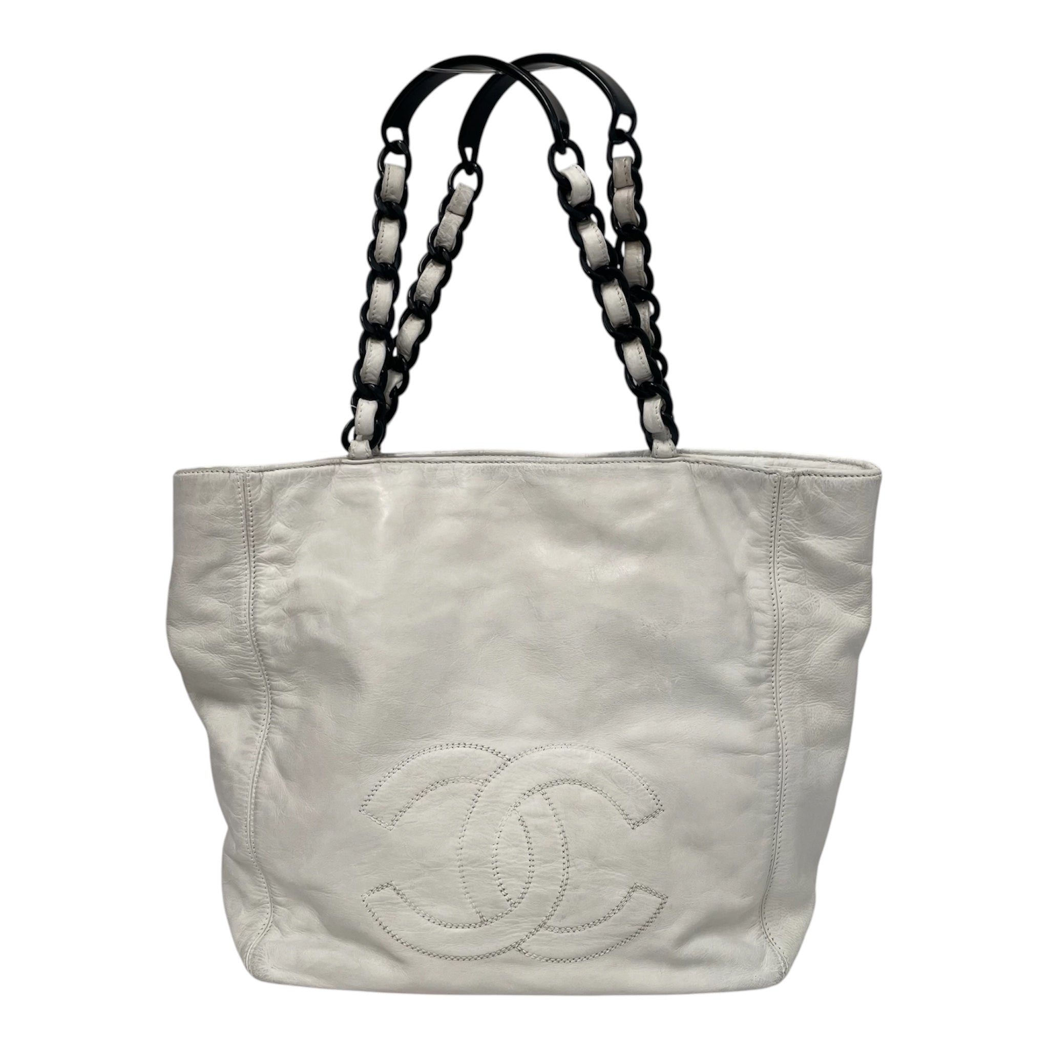 CHANEL/Tote Bag/Leather/WHT/CHAINCCTOTE view 1