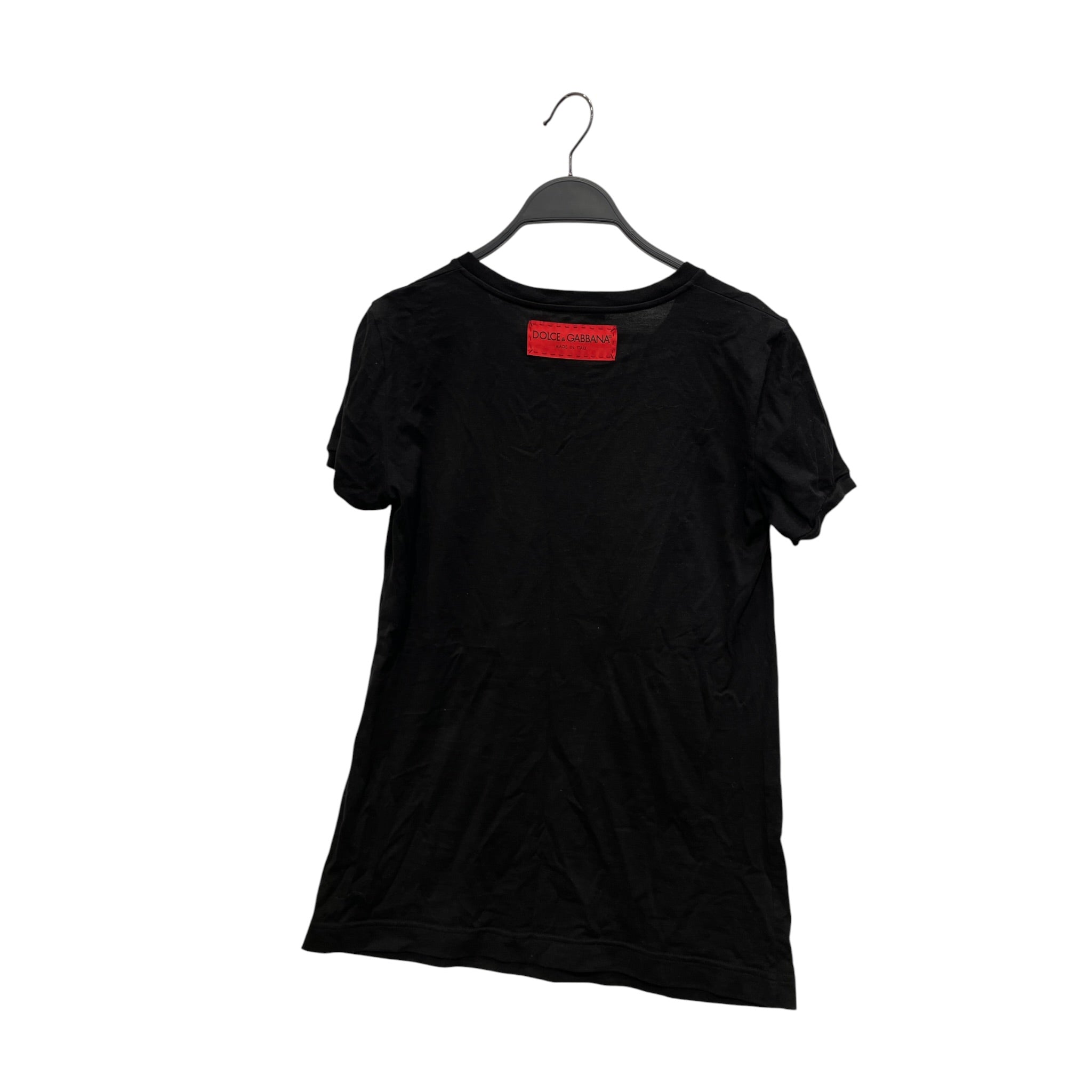 DOLCE&GABBANA/3|4 T-Shirt/38/Cotton/BLK/WHT ITALIAN BRAND TEXT view 2