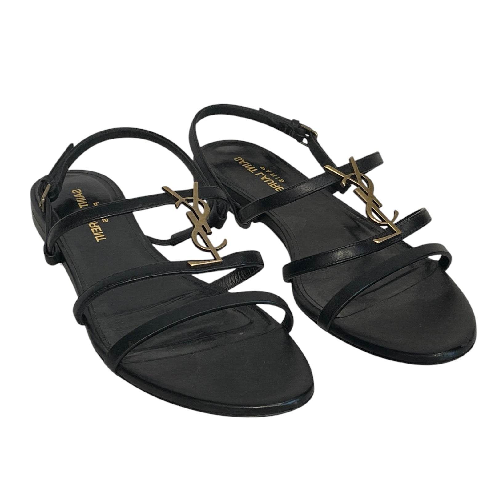SAINT LAURENT/Sandals/EU 37.5/Leather/BLK/CASSANDRA SANDAL view 1