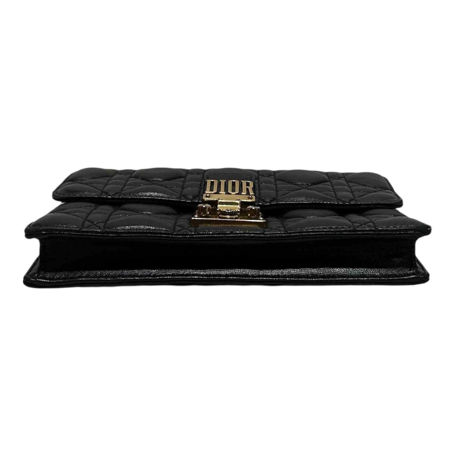 Christian Dior/Cross Body Bag/Lambskin/BLK/CANNAGE QUILTED ADDICT WALLET view 3