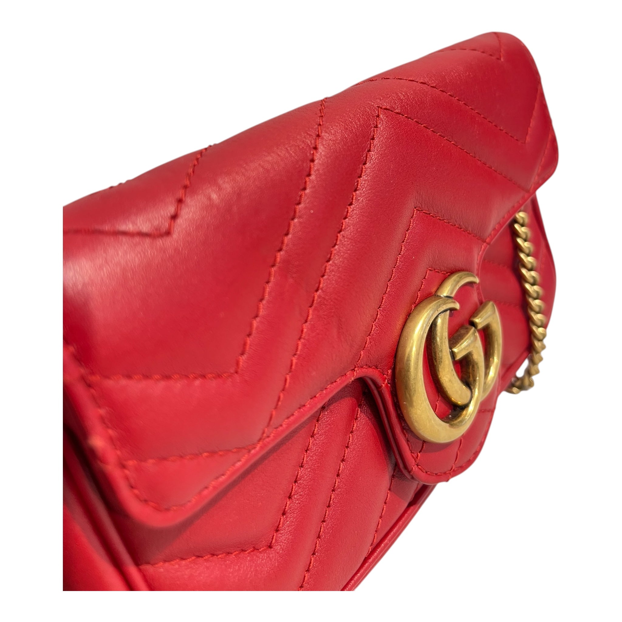 GUCCI/Bag/Leather/RED/MINI MARMONT CHAIN view 3