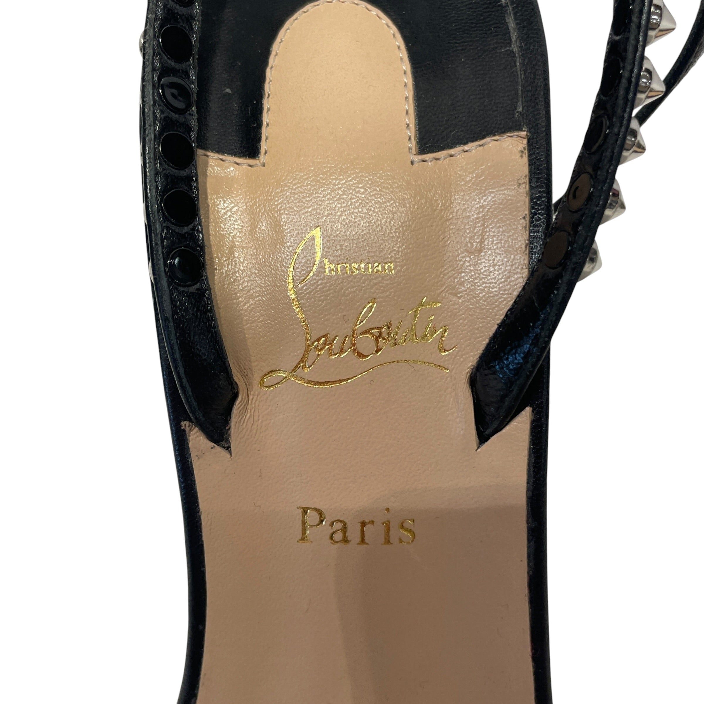 Christian Louboutin/Sandals/EU 38/Leather/BLK/SO ME SPIKE HEEL view 3