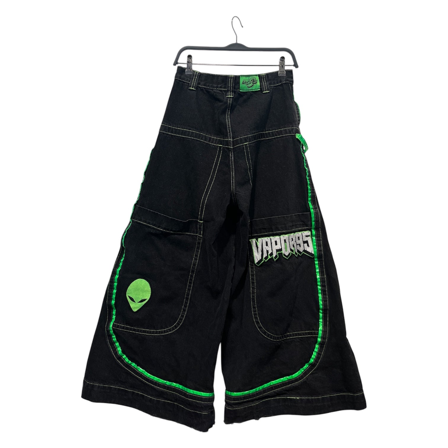 VAPOR95 DENIM/Pants/S/Denim/BLK/GREEN PIPING SUPER WIDE LEG view 2