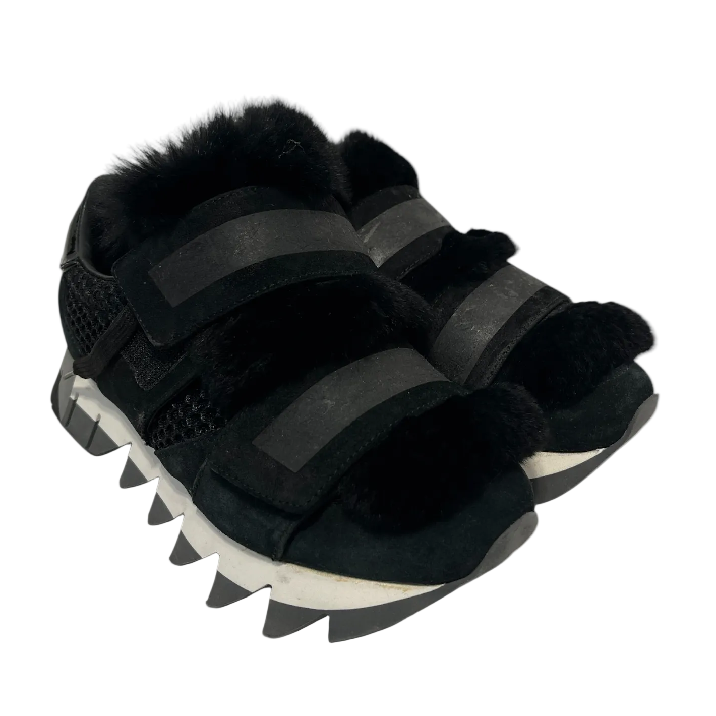 DOLCE&GABBANA/Hi-Sneakers/US 6/Border/BLK/LAPIN FUR VELCRO STRAP view 1