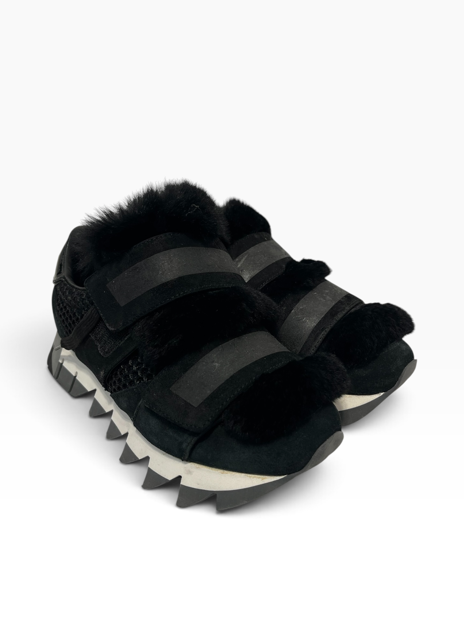 DOLCE&GABBANA/Hi-Sneakers/US 6/Border/BLK/LAPIN FUR VELCRO STRAP view 1